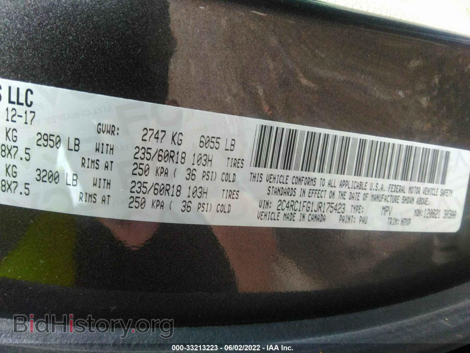 2018 CHRYSLER PACIFICA - VIN: 2C4RC1FG1JR175423 - Photo 9