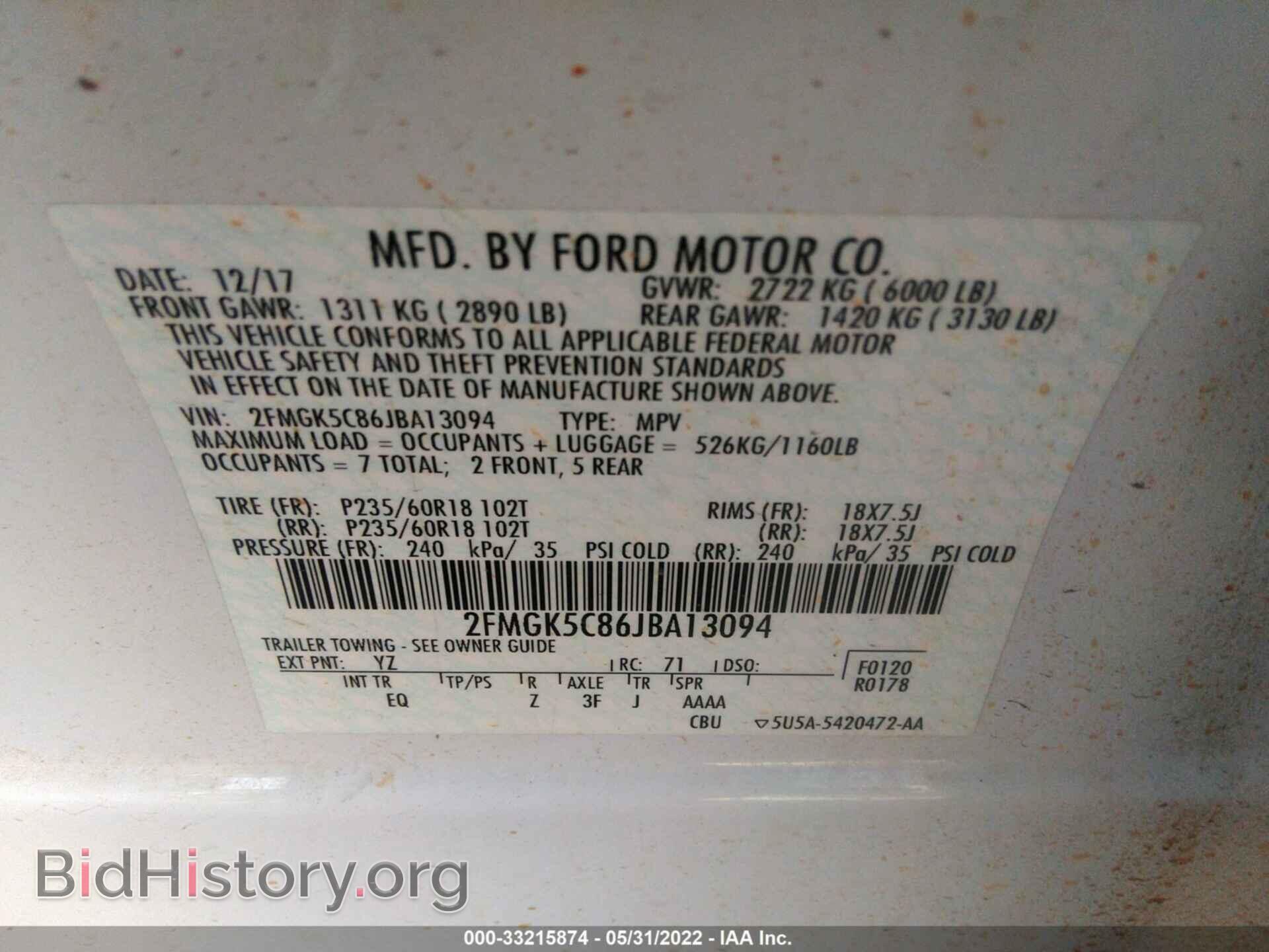 2018 FORD FLEX - VIN: 2FMGK5C86JBA13094 - Photo 9