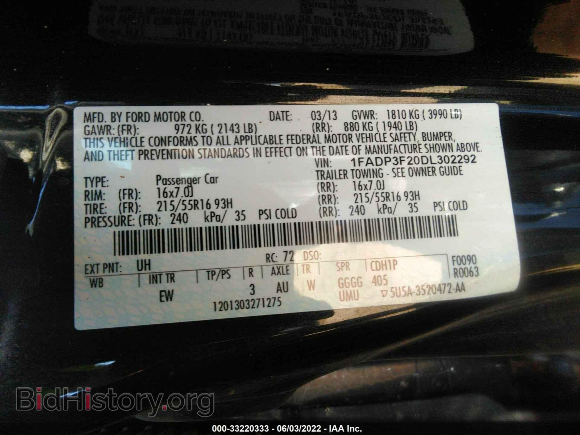 2013 FORD FOCUS - VIN: 1FADP3F20DL302292 - Фото 9