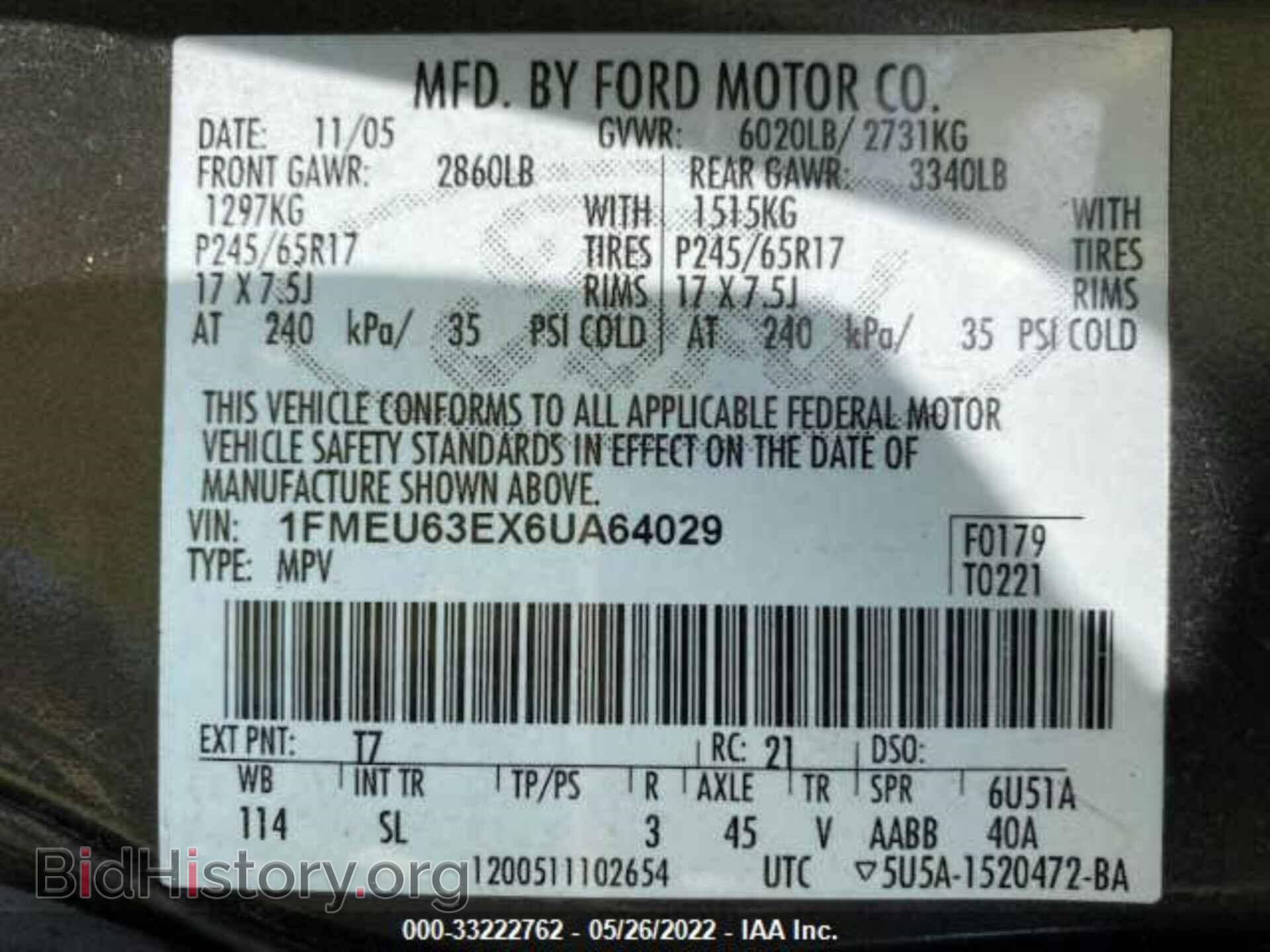 2006 FORD EXPLORER - VIN: 1FMEU63EX6UA64029 - Фото 9