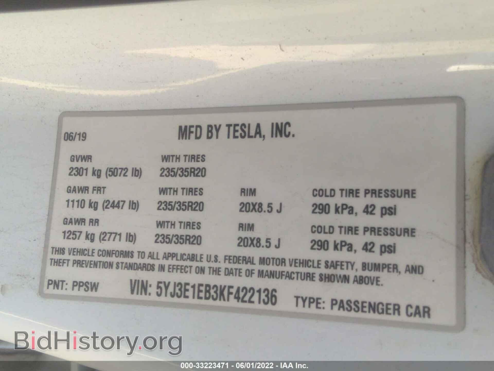 2019 TESLA MODEL 3 - VIN: 5YJ3E1EB3KF422136 - Photo 9