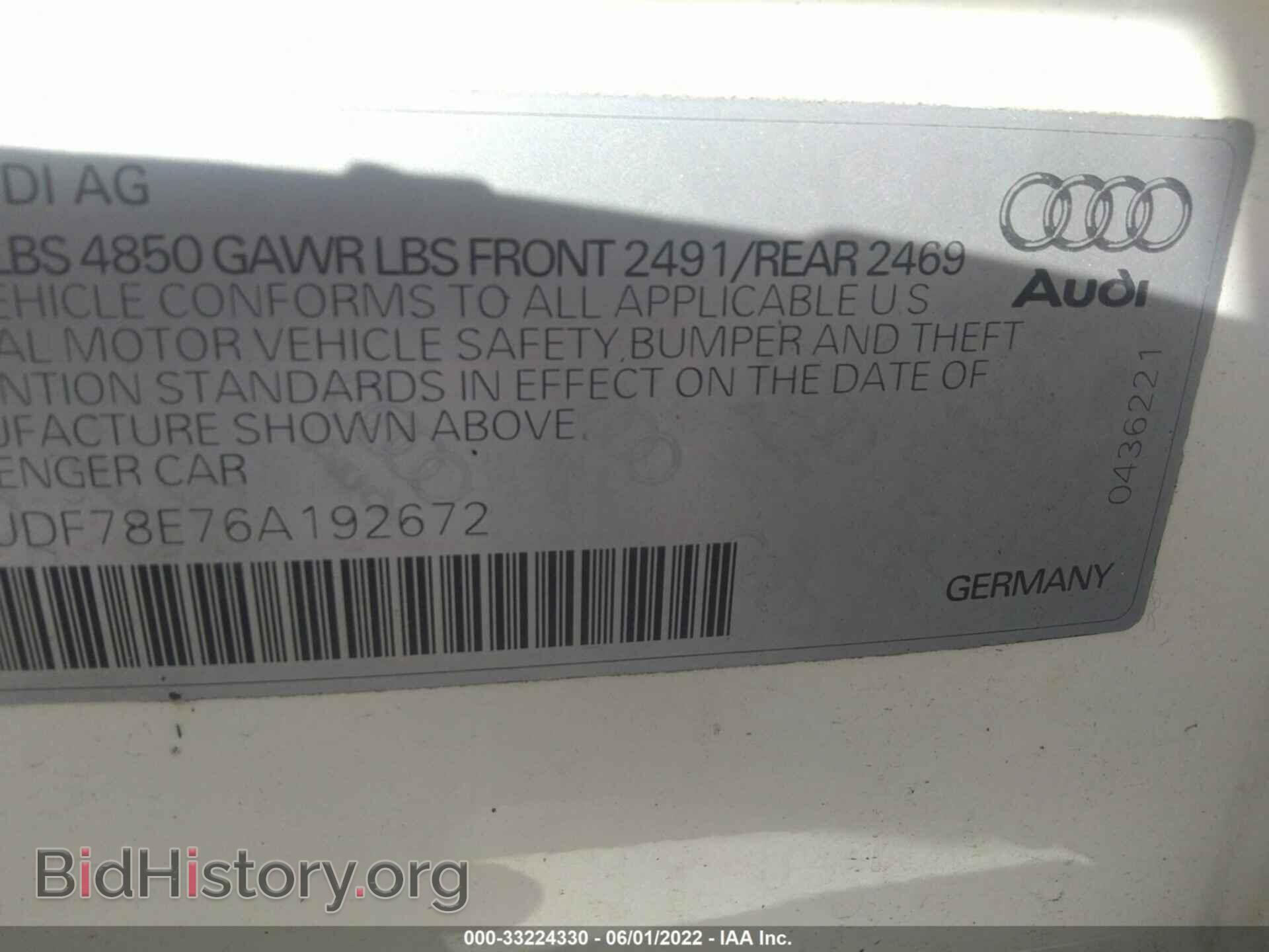 2006 AUDI A4 - VIN: WAUDF78E76A192672 - Фото 9