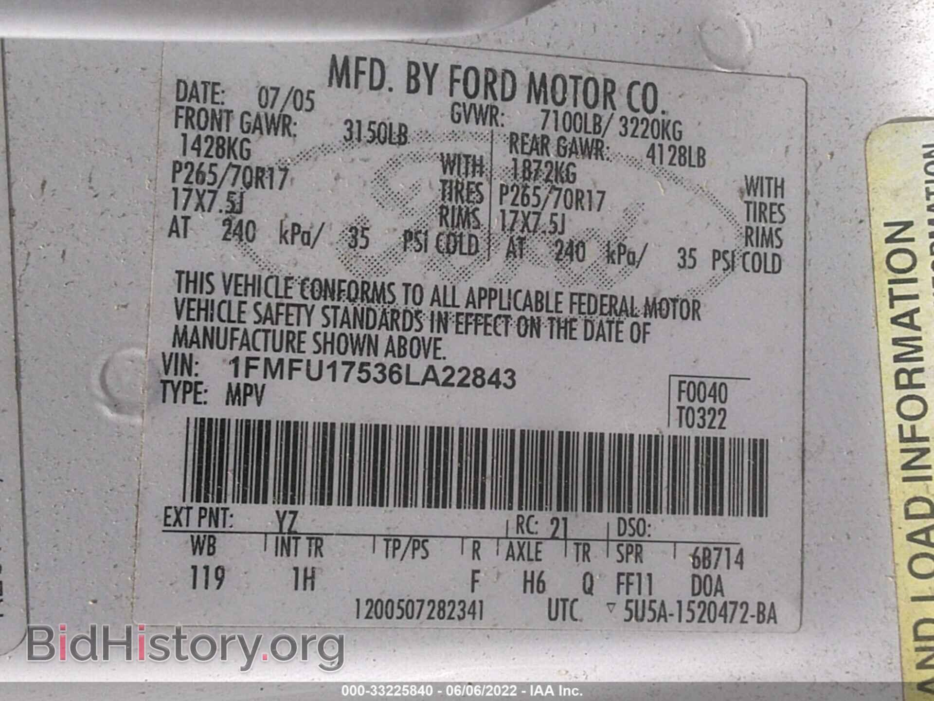 2006 FORD EXPEDITION - VIN: 1FMFU17536LA22843 - Фото 9