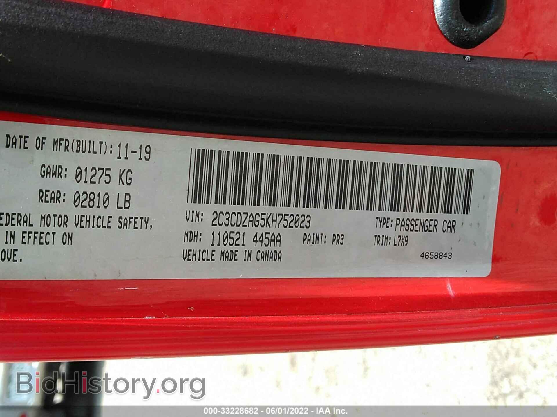 2019 DODGE CHALLENGER - VIN: 2C3CDZAG5KH752023 - Фото 9