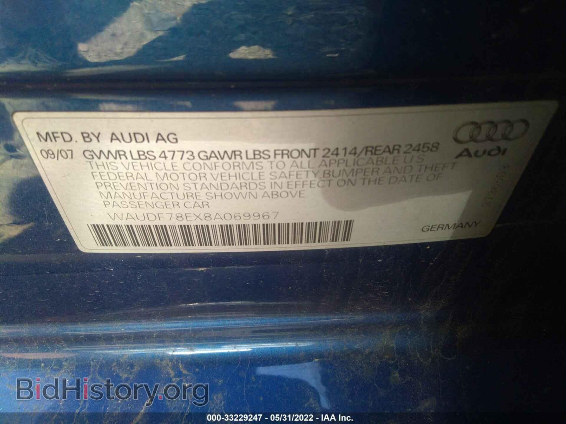 2008 AUDI A4 - VIN: WAUDF78EX8A069967 - Photo 9