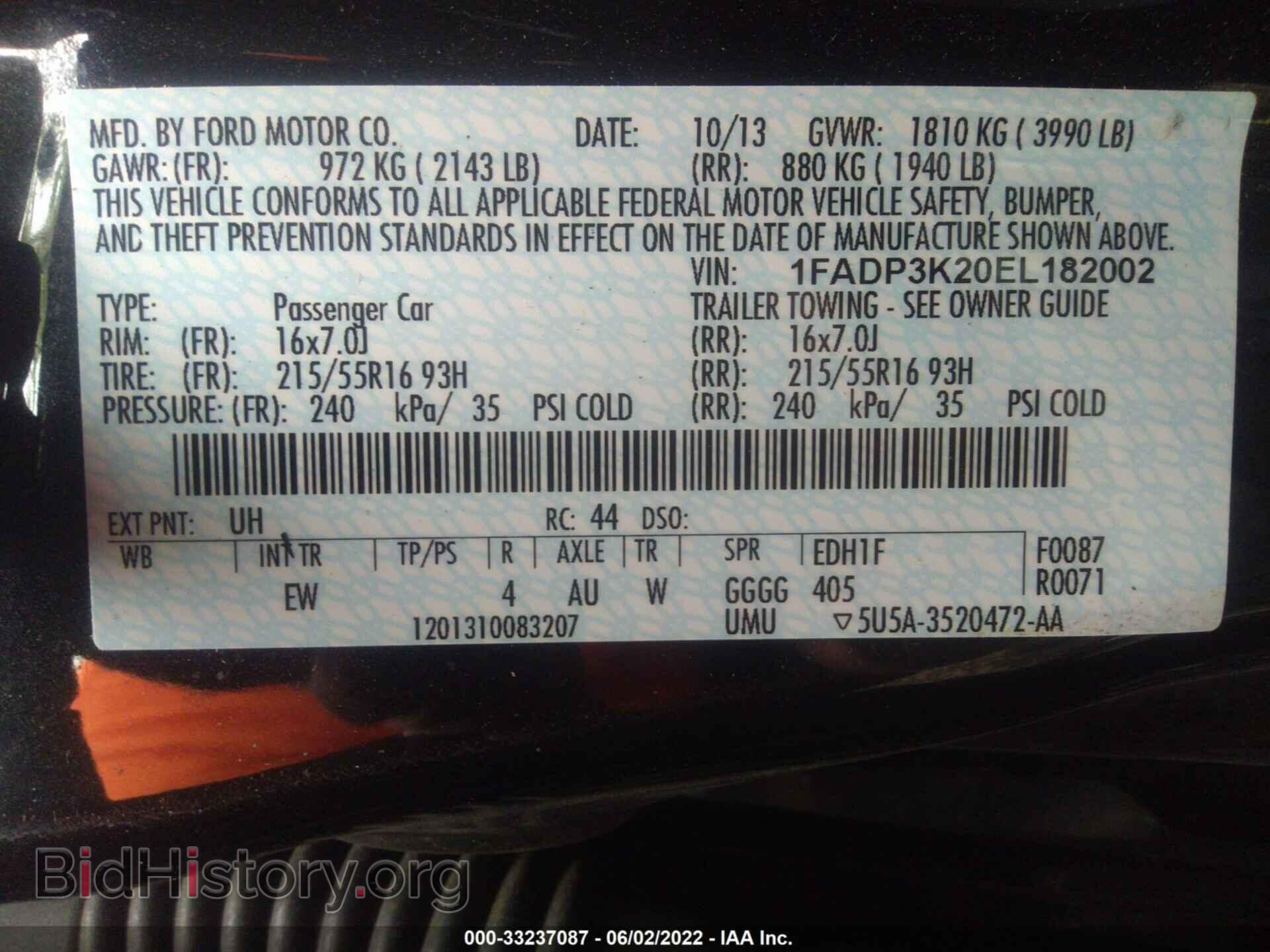 2014 FORD FOCUS - VIN: 1FADP3K20EL182002 - Фото 9