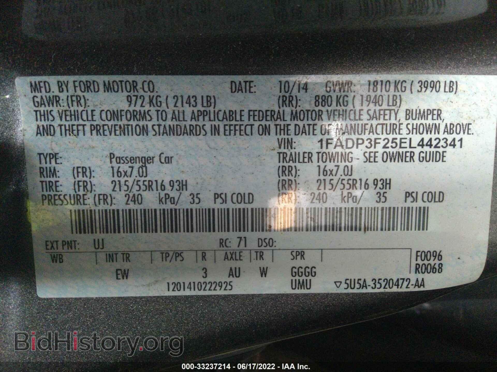 2014 FORD FOCUS - VIN: 1FADP3F25EL442341 - Фото 9