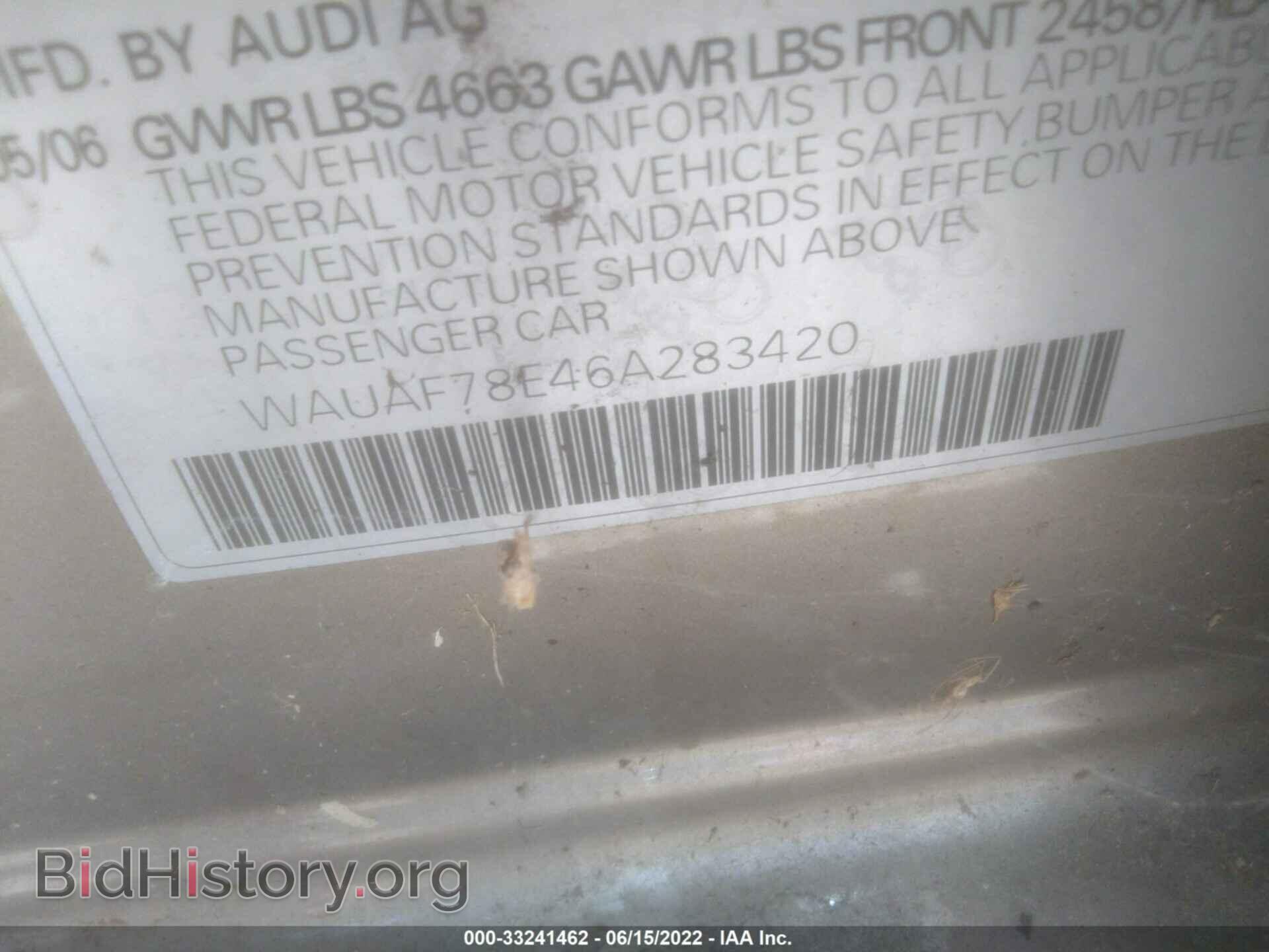 2006 AUDI A4 - VIN: WAUAF78E46A283420 - Фото 9