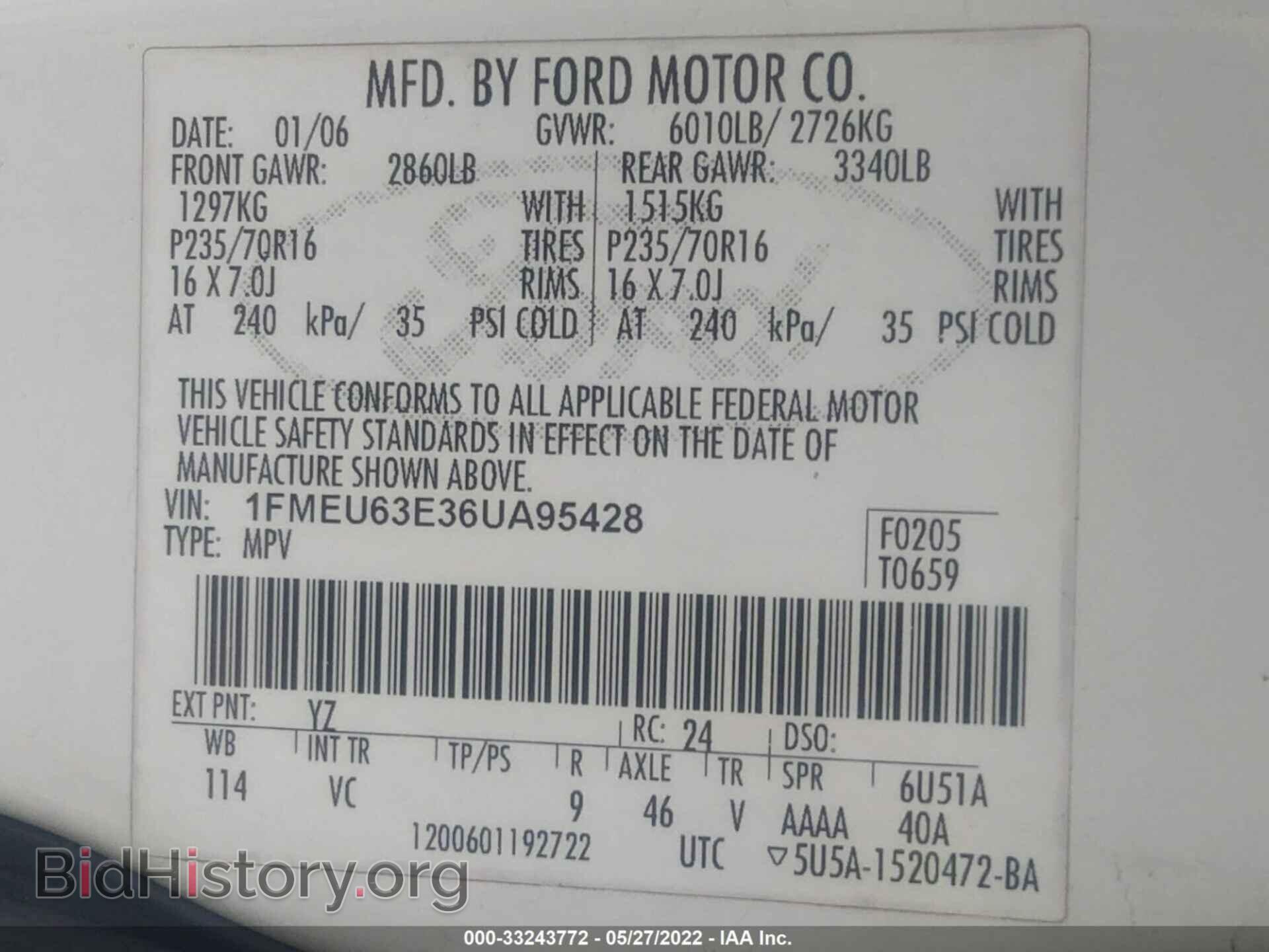 2006 FORD EXPLORER - VIN: 1FMEU63E36UA95428 - Фото 9