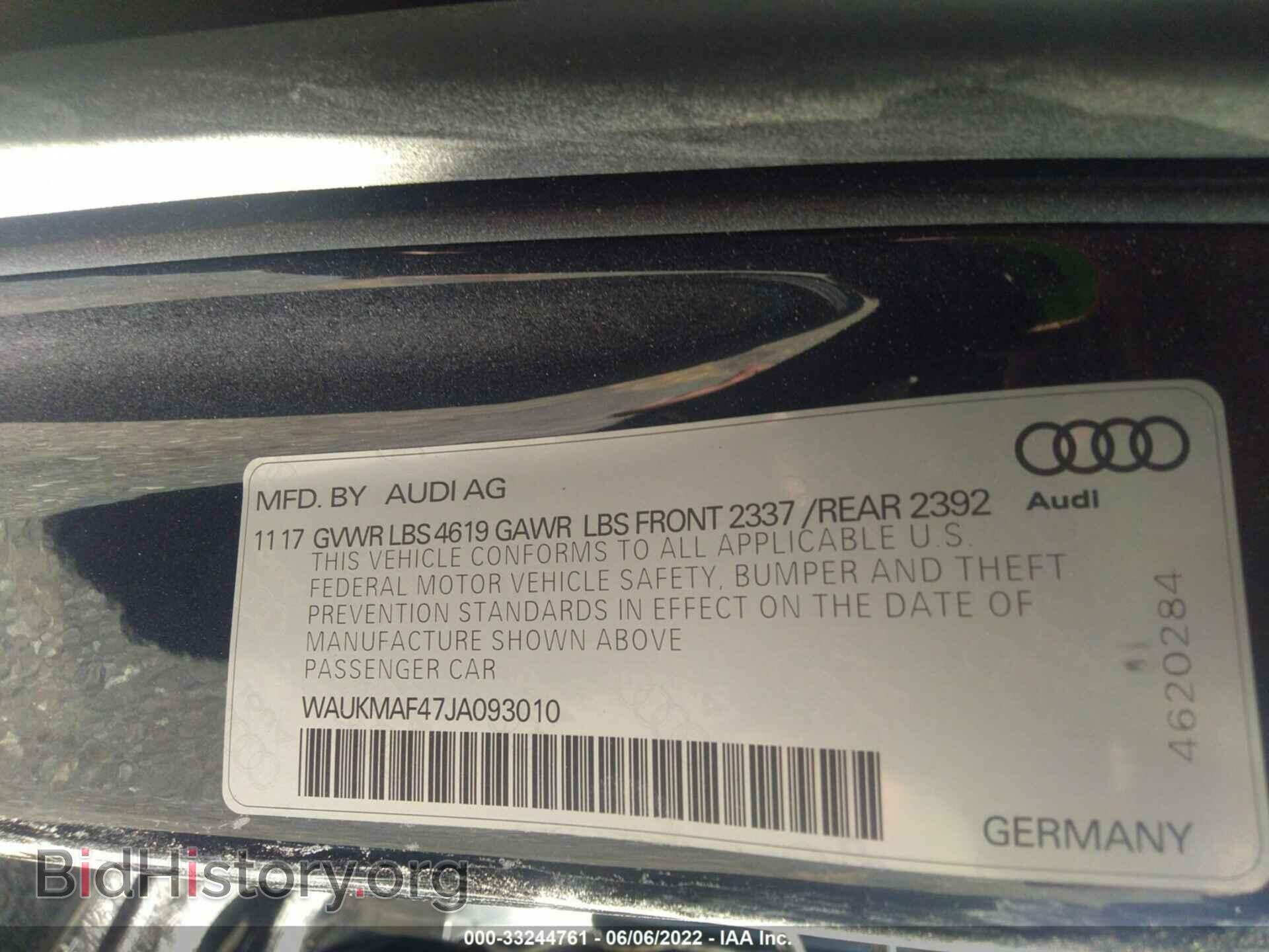 2018 AUDI A4 - VIN: WAUKMAF47JA093010 - Фото 9