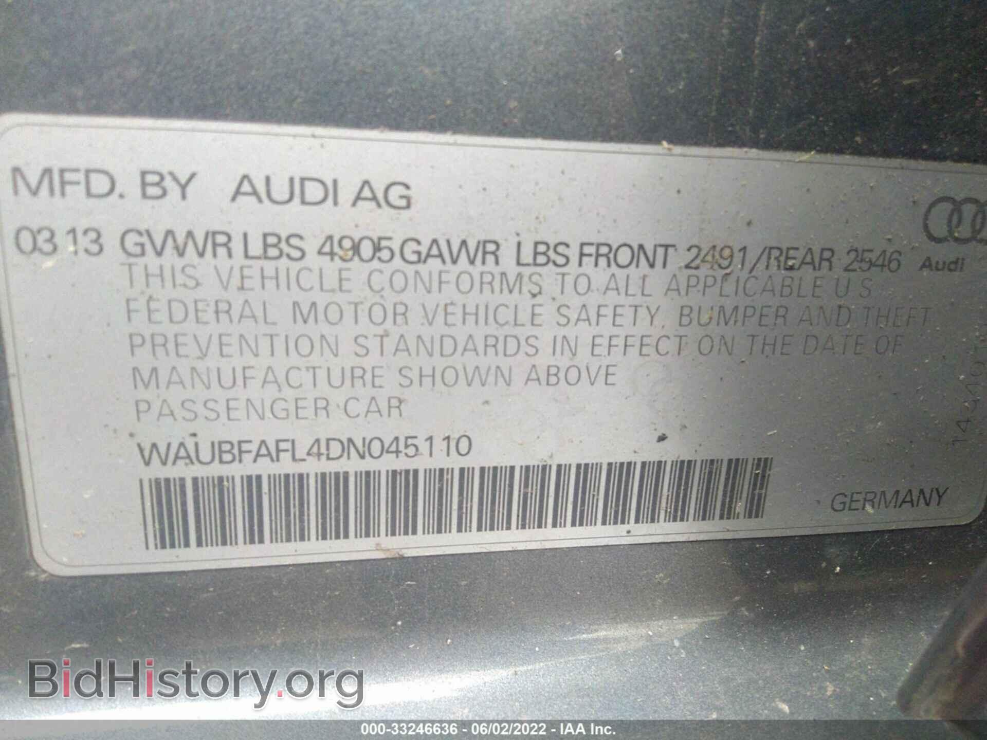 2013 AUDI A4 - VIN: WAUBFAFL4DN045110 - Photo 9