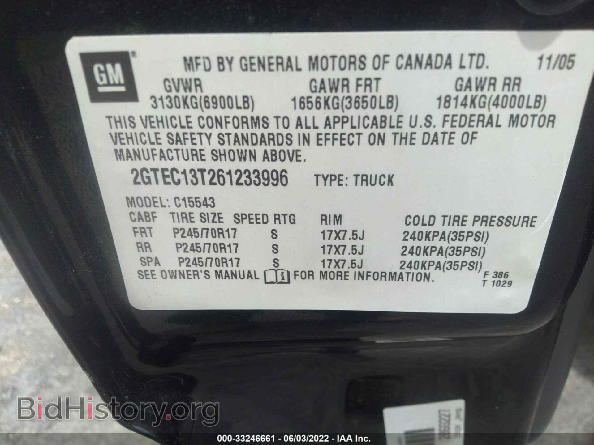 2006 GMC SIERRA 1500 - VIN: 2GTEC13T261233996 - Фото 9