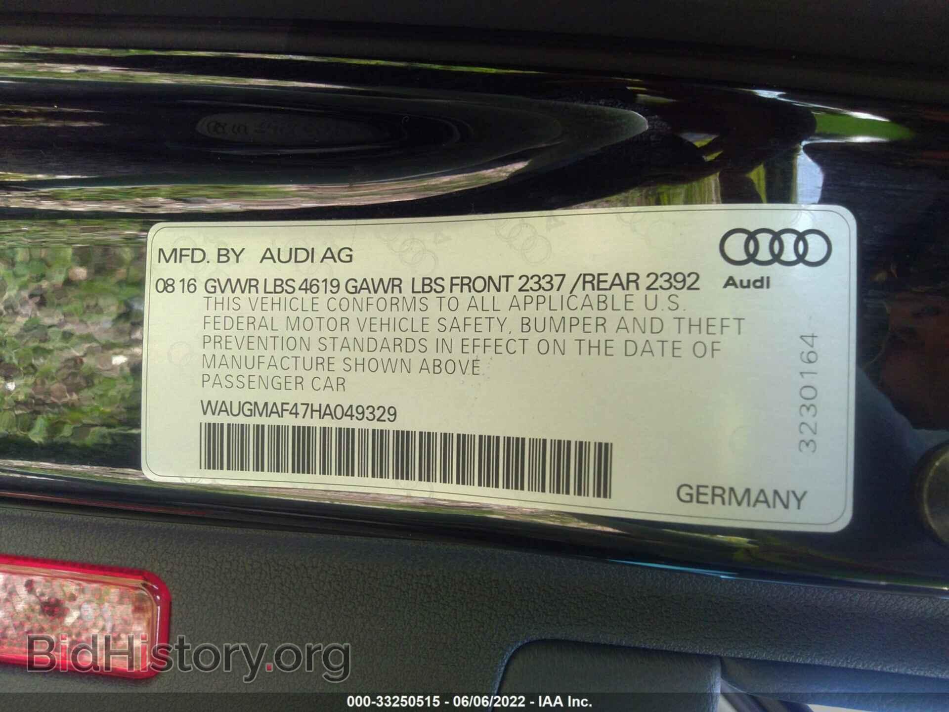 2017 AUDI A4 - VIN: WAUGMAF47HA049329 - Фото 9