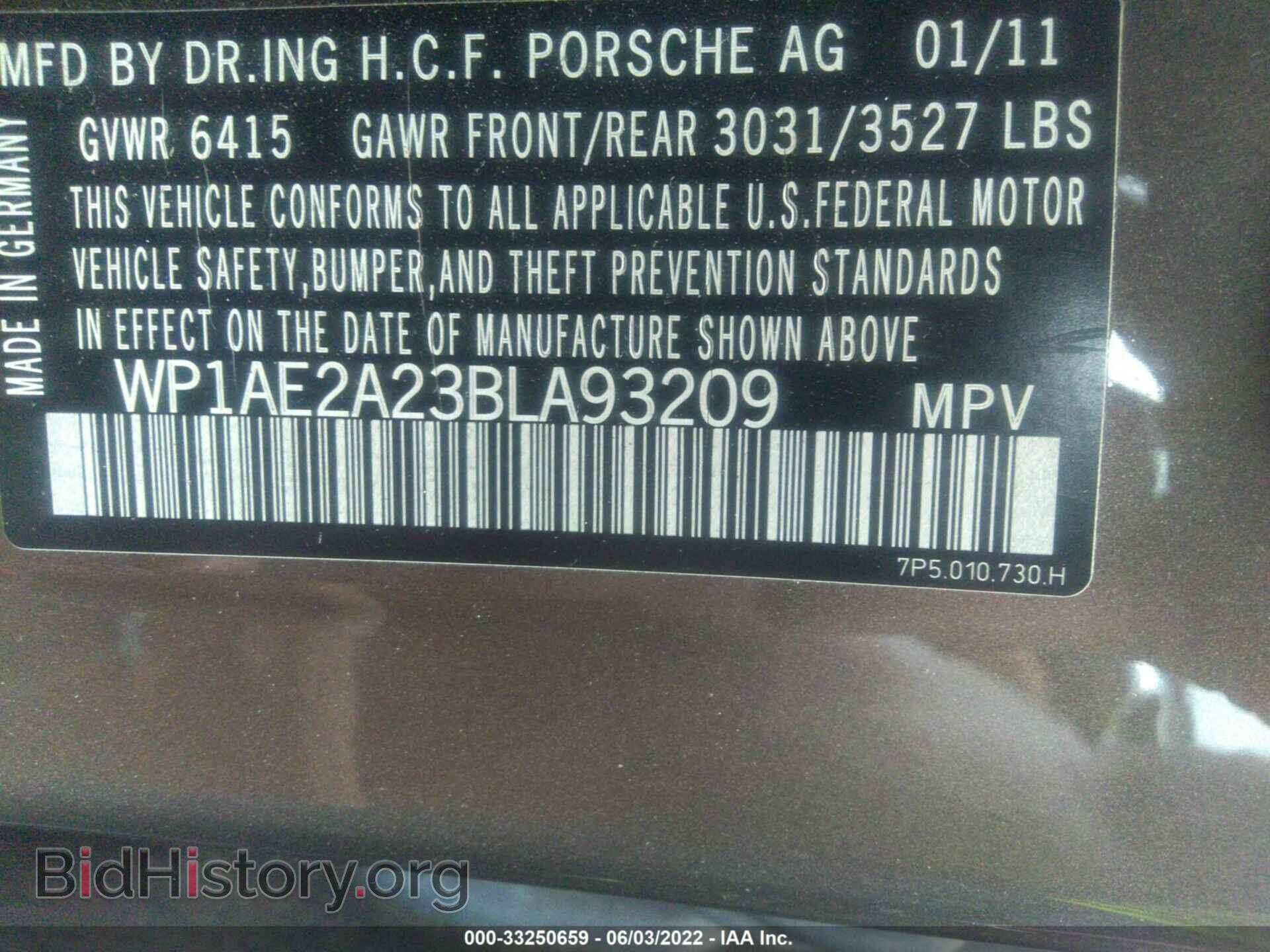 2011 PORSCHE CAYENNE - VIN: WP1AE2A23BLA93209 - Фото 9