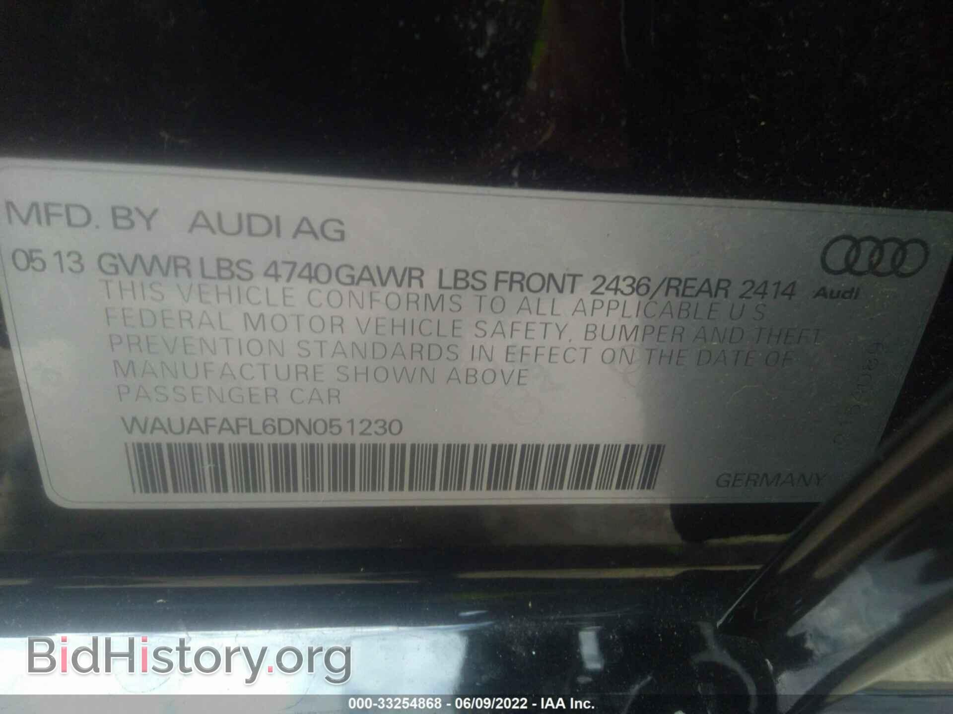 2013 AUDI A4 - VIN: WAUAFAFL6DN051230 - Фото 9