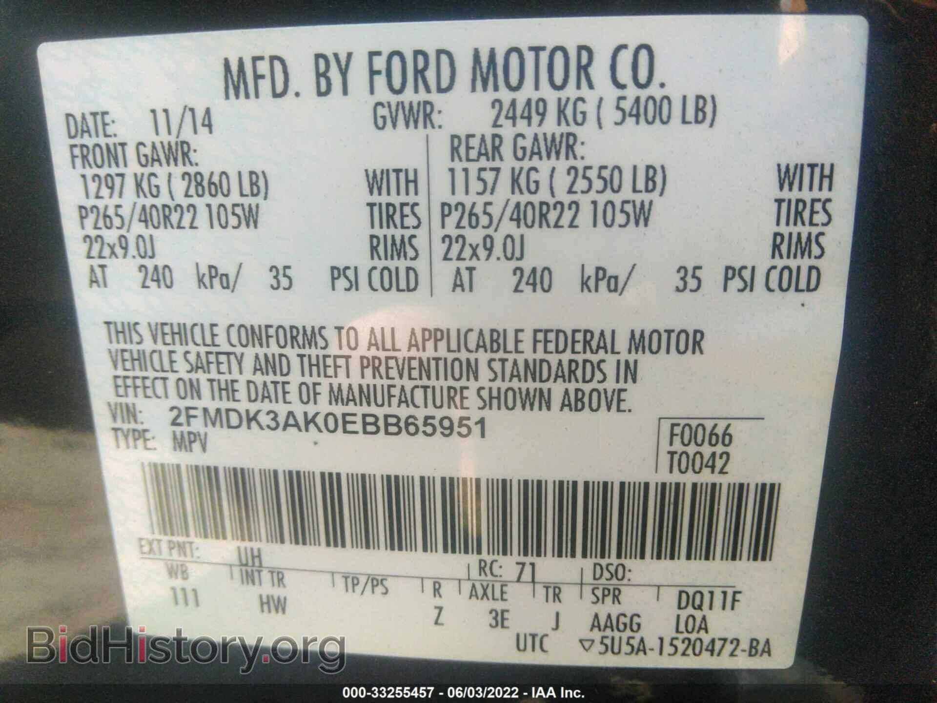 2014 FORD EDGE - VIN: 2FMDK3AK0EBB65951 - Photo 9