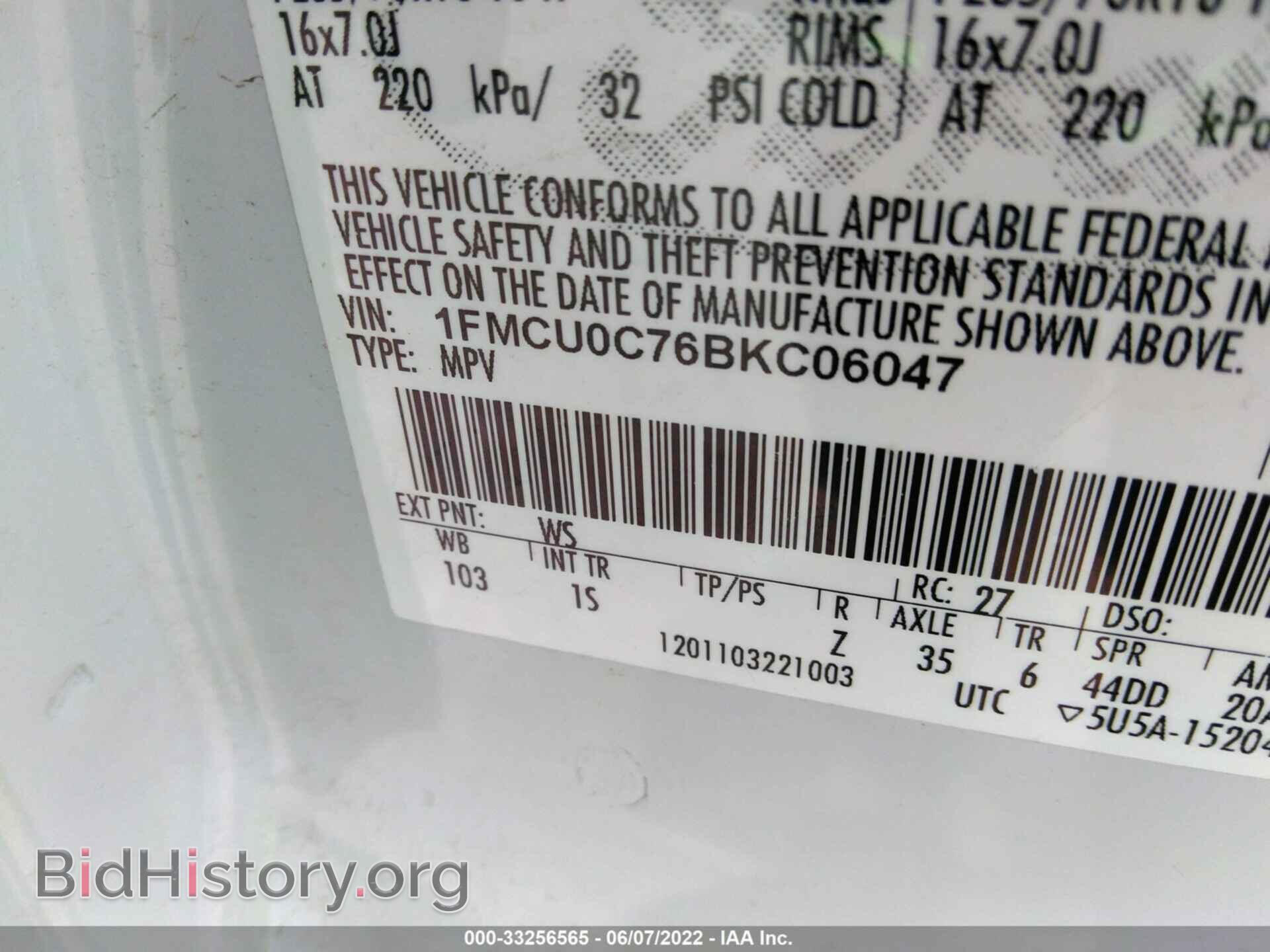 2011 FORD ESCAPE - VIN: 1FMCU0C76BKC06047 - Photo 9