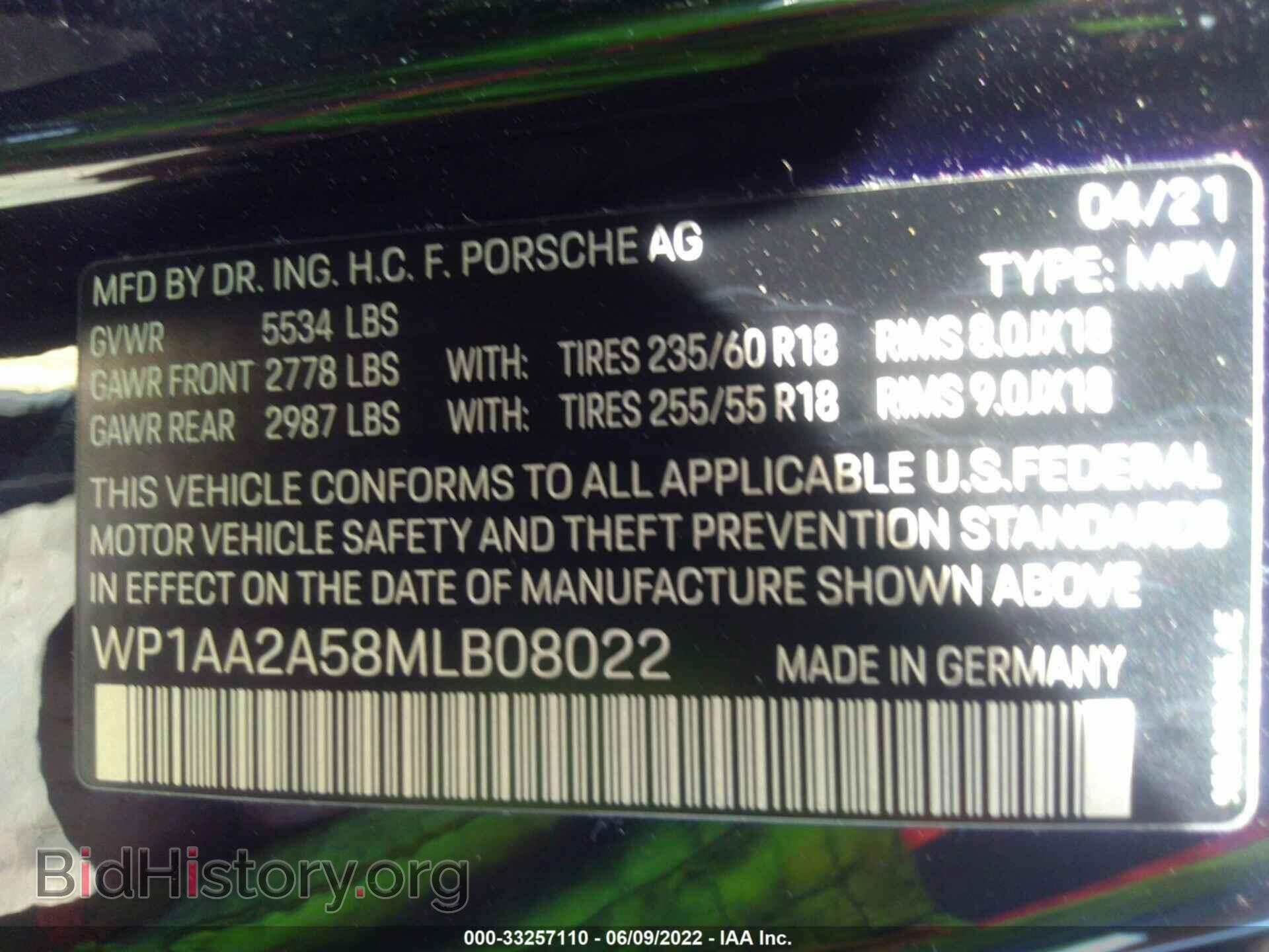 2021 PORSCHE MACAN - VIN: WP1AA2A58MLB08022 - Photo 9