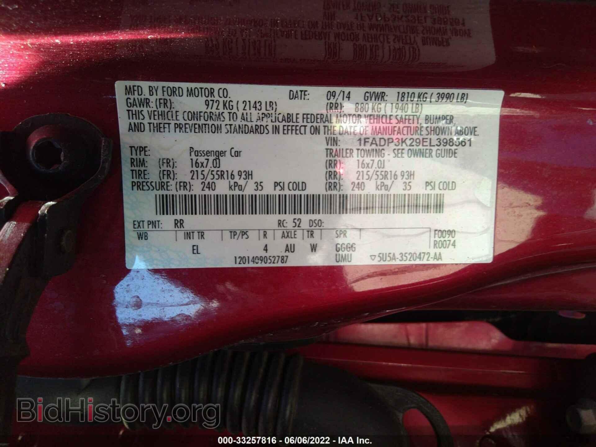 2014 FORD FOCUS - VIN: 1FADP3K29EL398561 - Фото 9