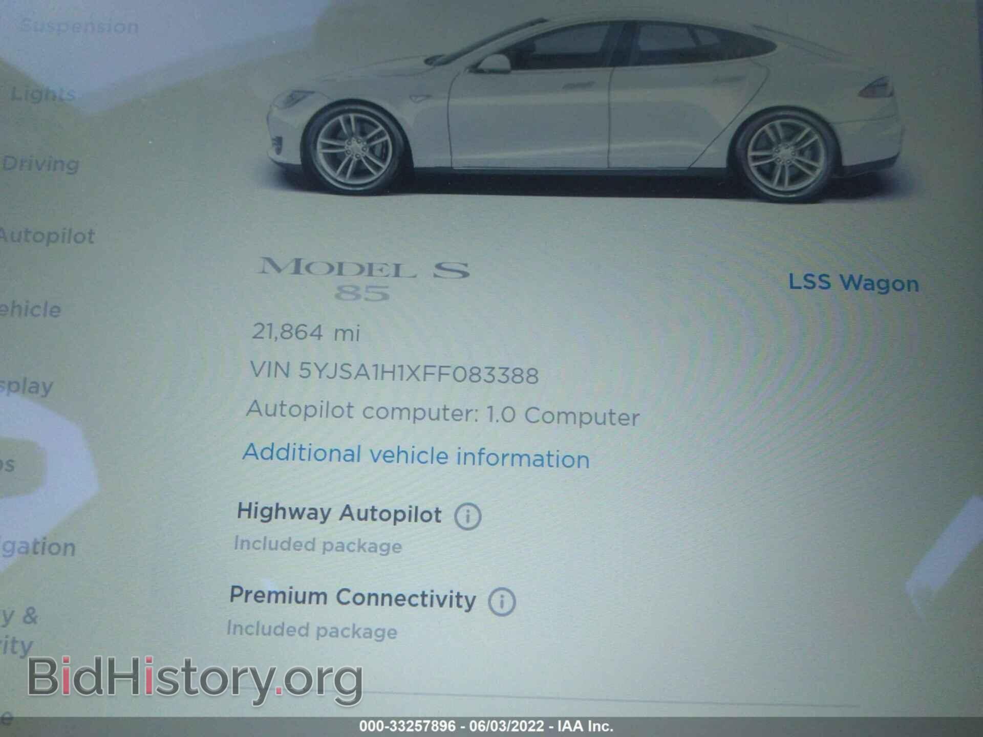 2015 TESLA MODEL S - VIN: 5YJSA1H1XFF083388 - Фото 7