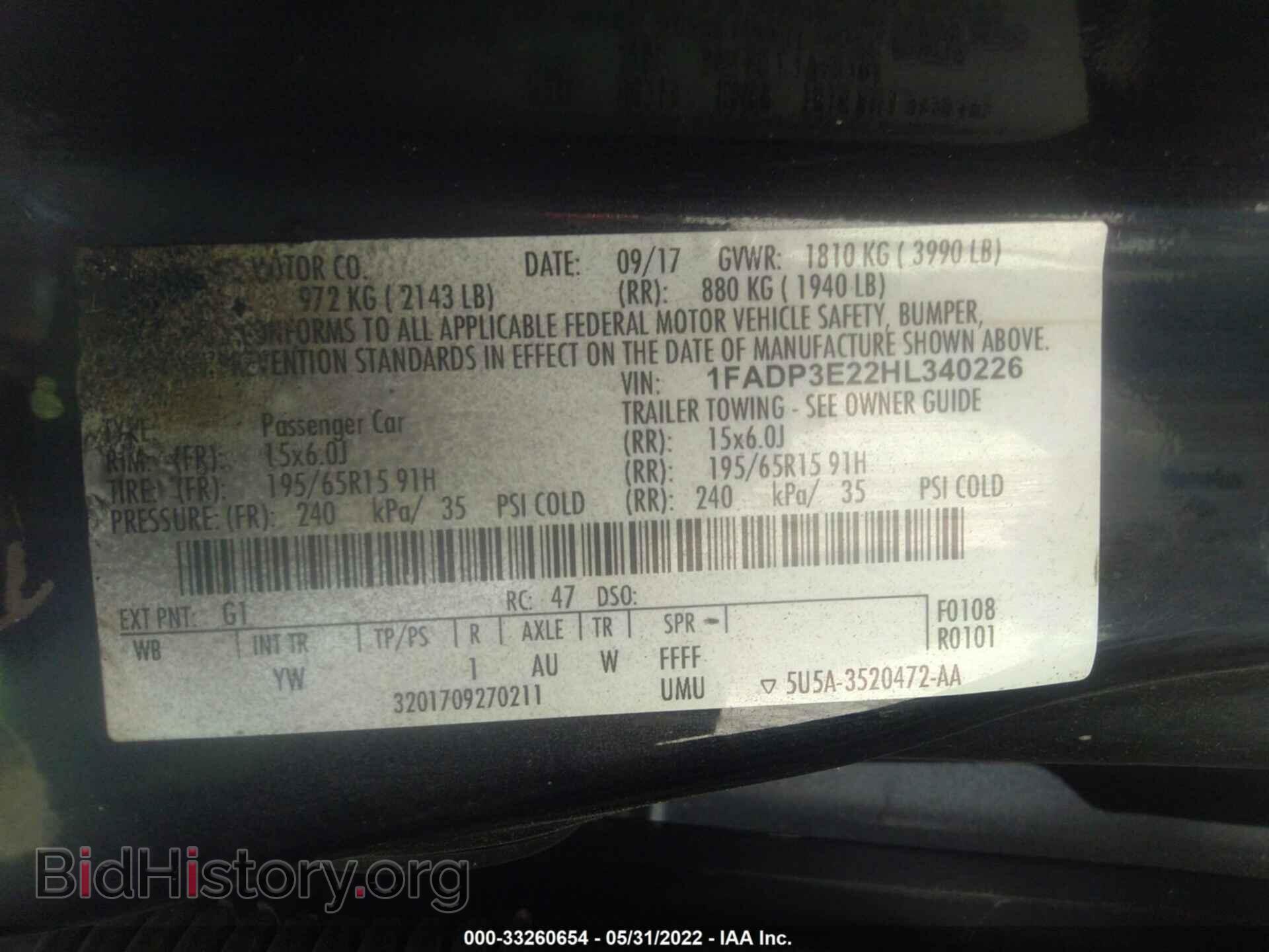 2017 FORD FOCUS - VIN: 1FADP3E22HL340226 - Photo 9