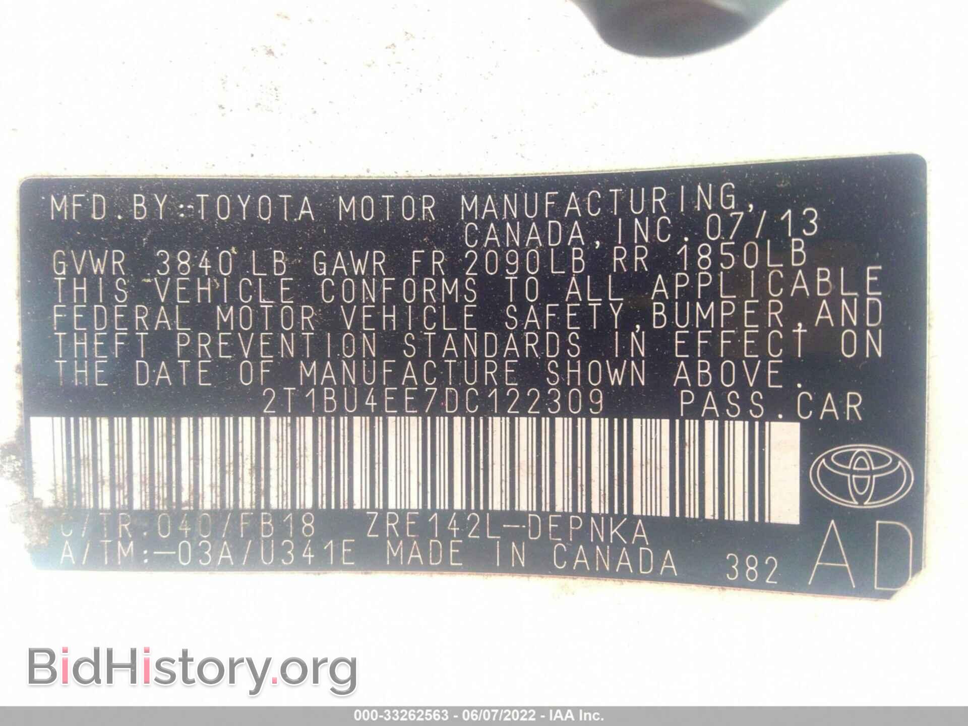 2013 TOYOTA COROLLA - VIN: 2T1BU4EE7DC122309 - Фото 9