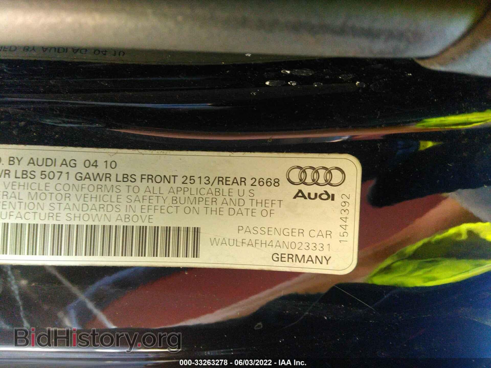 2010 AUDI A5 - VIN: WAULFAFH4AN023331 - Фото 9