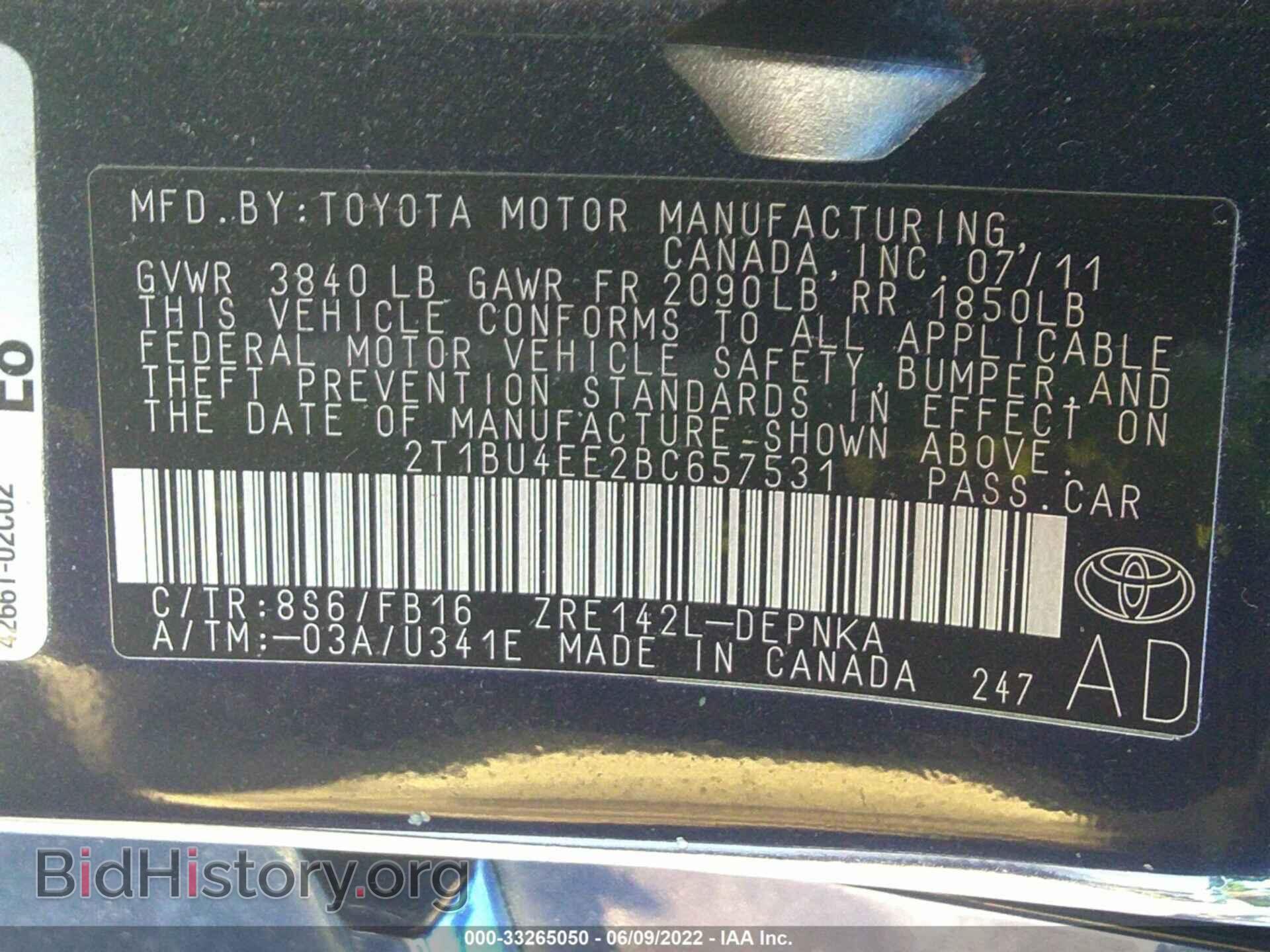 2011 TOYOTA COROLLA - VIN: 2T1BU4EE2BC657531 - Фото 9