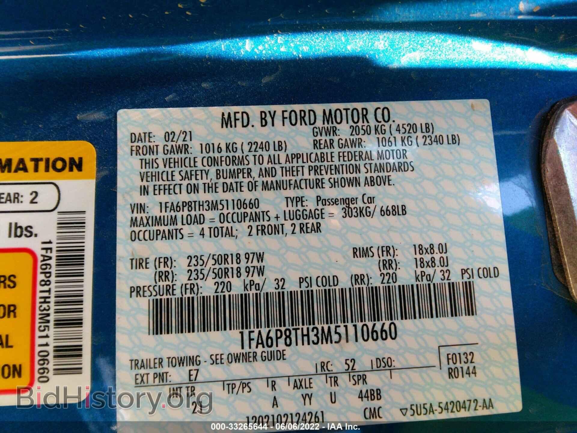 2021 FORD MUSTANG - VIN: 1FA6P8TH3M5110660 - Фото 9