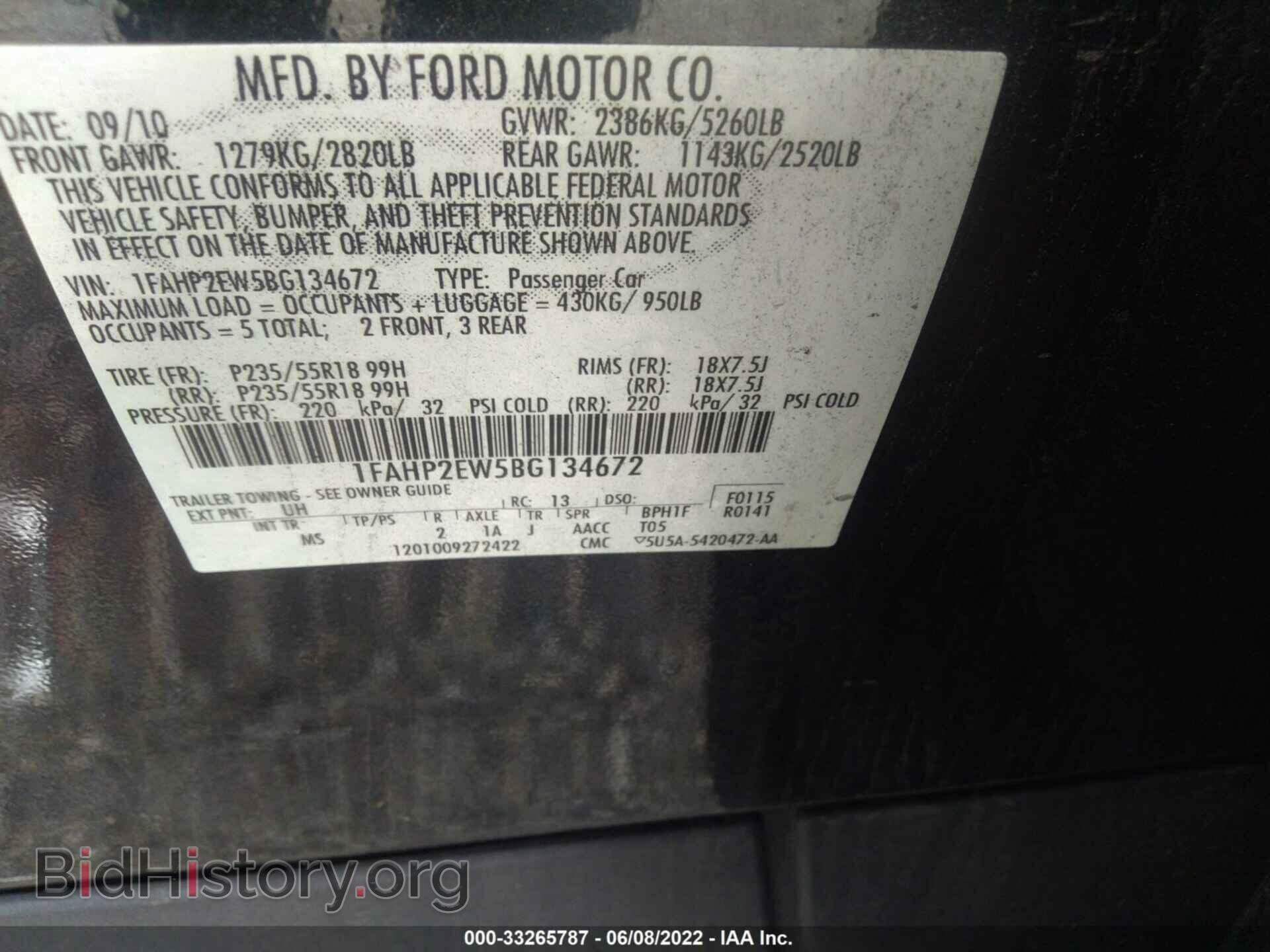 2011 FORD TAURUS - VIN: 1FAHP2EW5BG134672 - Photo 9