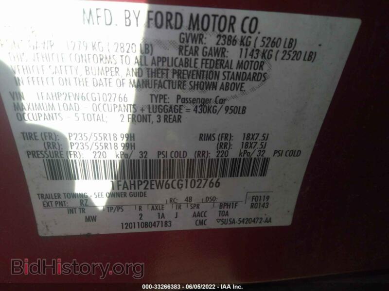 2012 Ford TAURUS (VIN 1FAHP2EW6CG102766) — photo 9 of 11