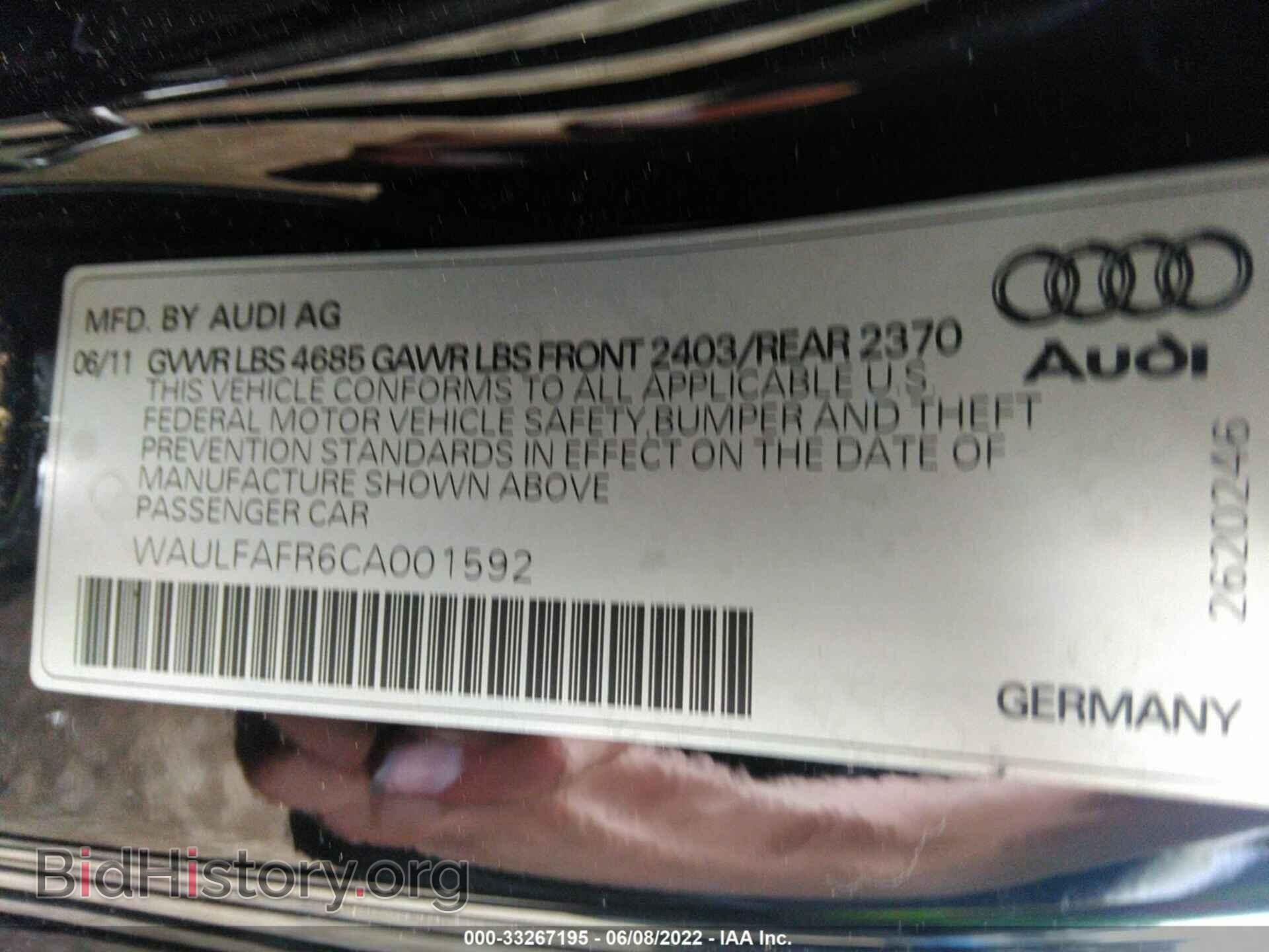 2012 AUDI A5 - VIN: WAULFAFR6CA001592 - Фото 9
