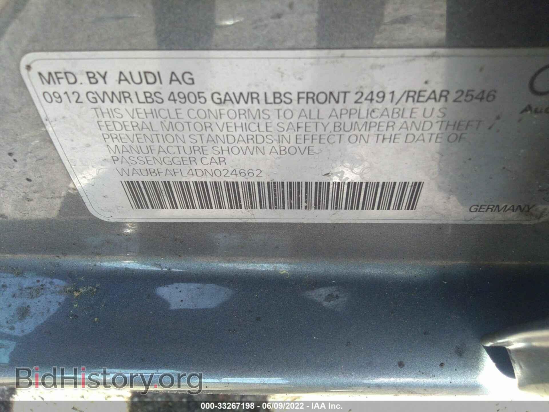 2013 AUDI A4 - VIN: WAUBFAFL4DN024662 - Photo 9
