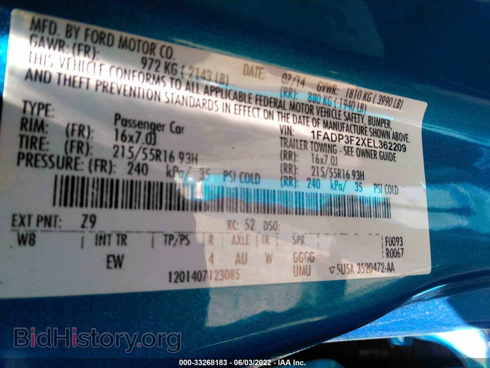 2014 FORD FOCUS - VIN: 1FADP3F2XEL362209 - Фото 9