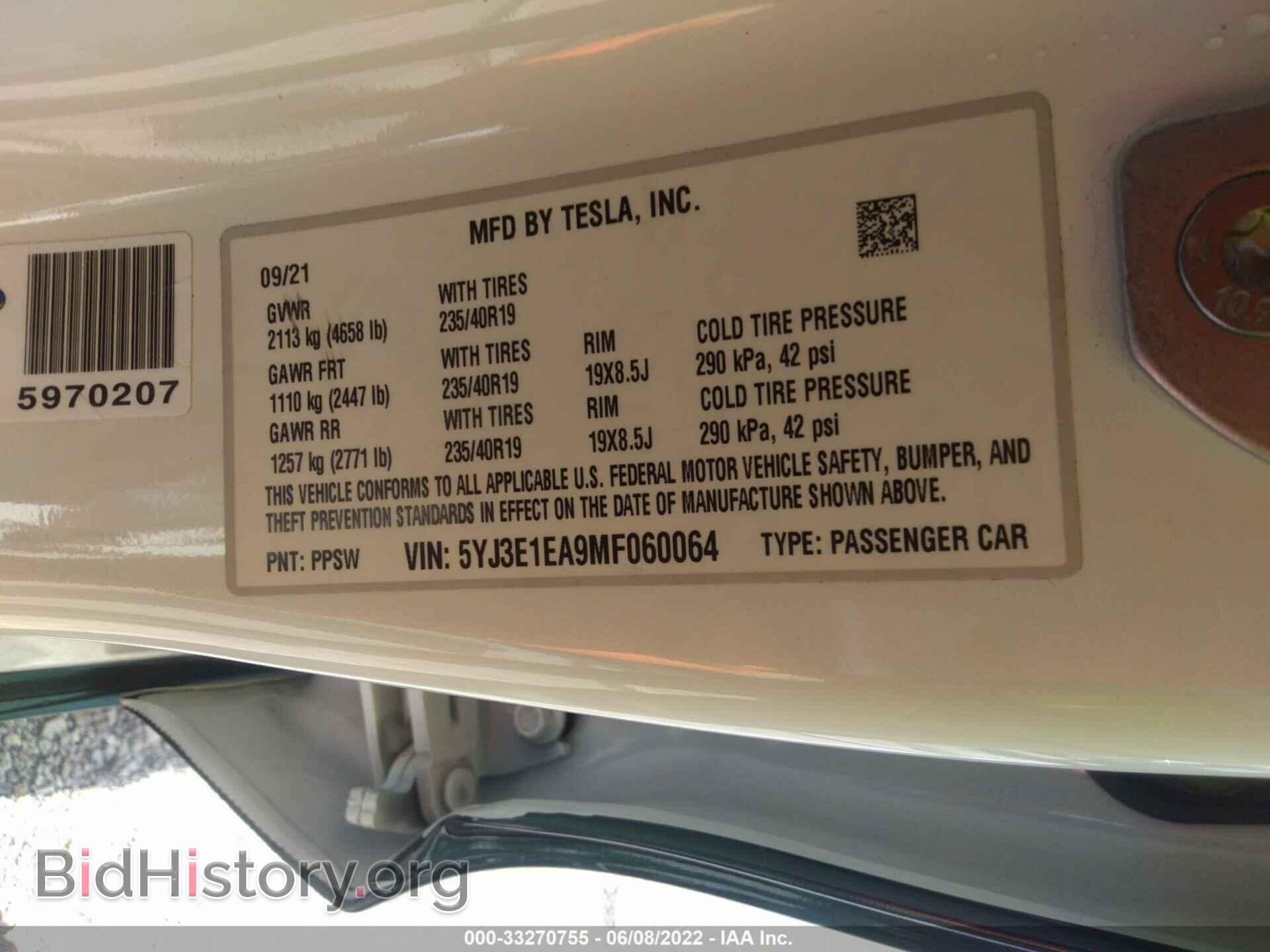 2021 TESLA MODEL 3 - VIN: 5YJ3E1EA9MF060064 - Photo 9