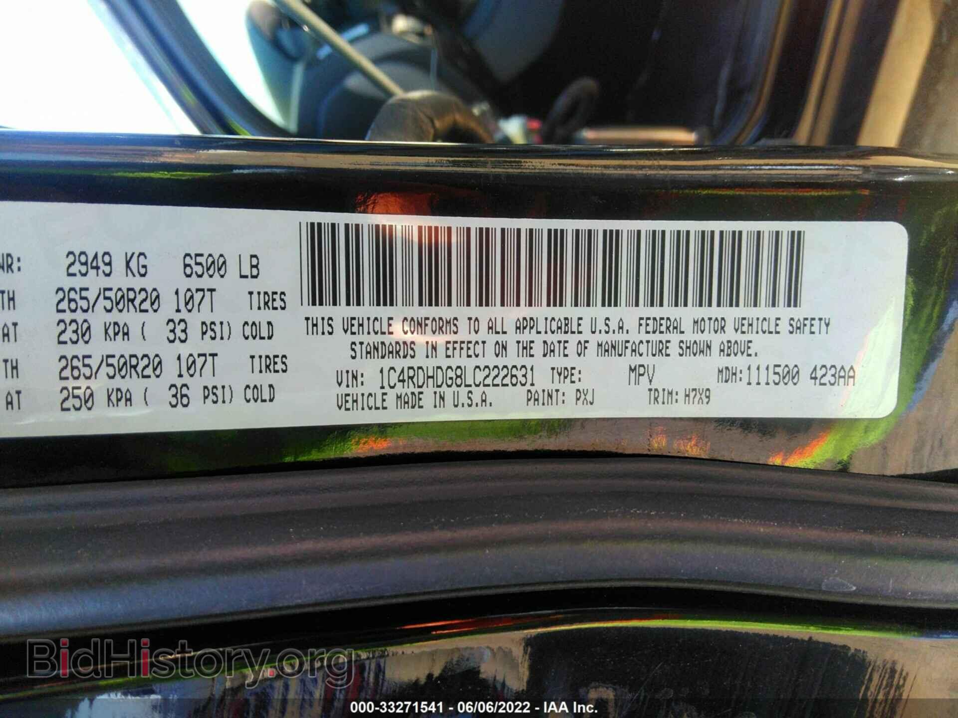 2020 DODGE DURANGO - VIN: 1C4RDHDG8LC222631 - Фото 9