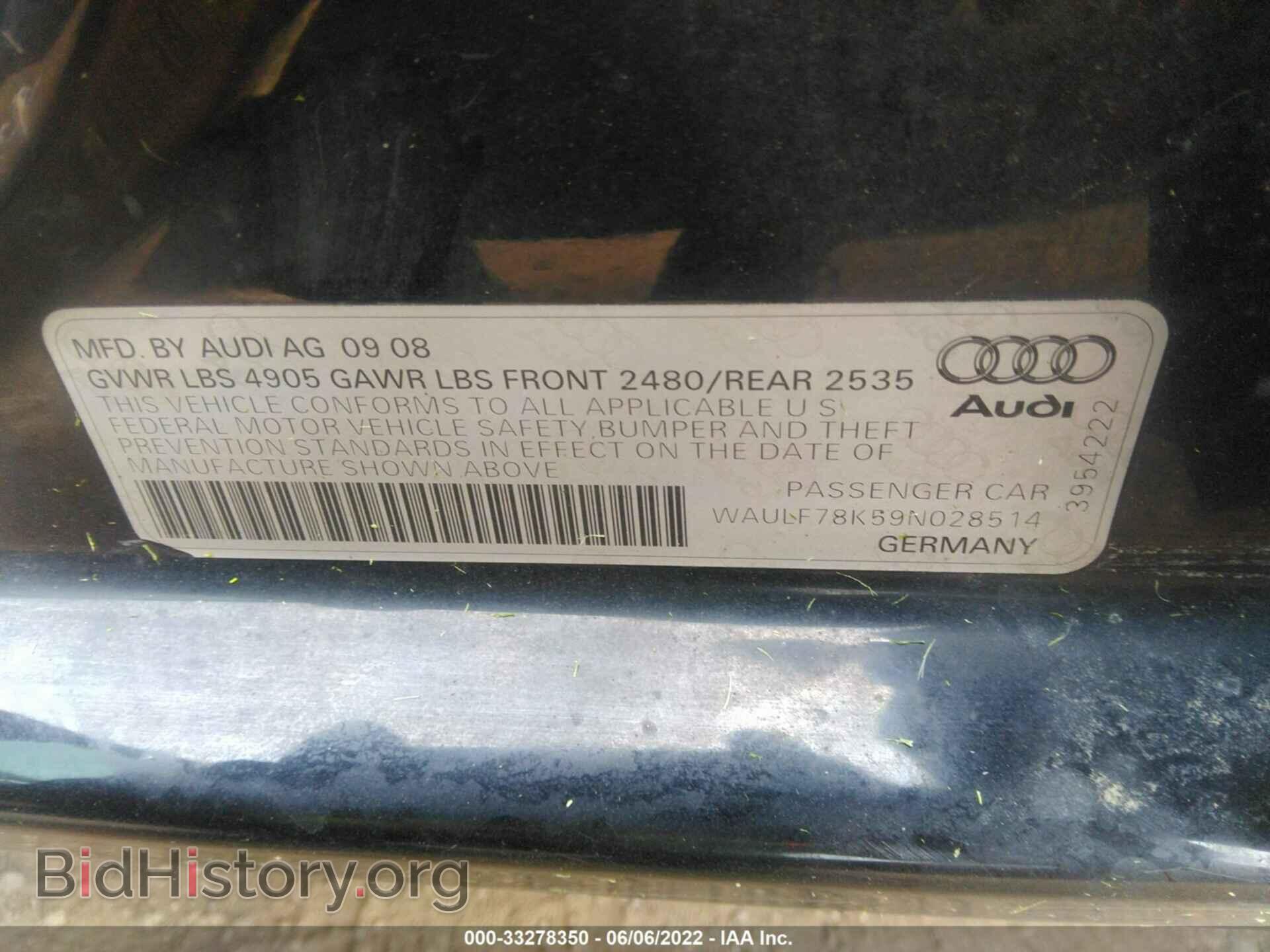 2009 AUDI A4 - VIN: WAULF78K59N028514 - Фото 9