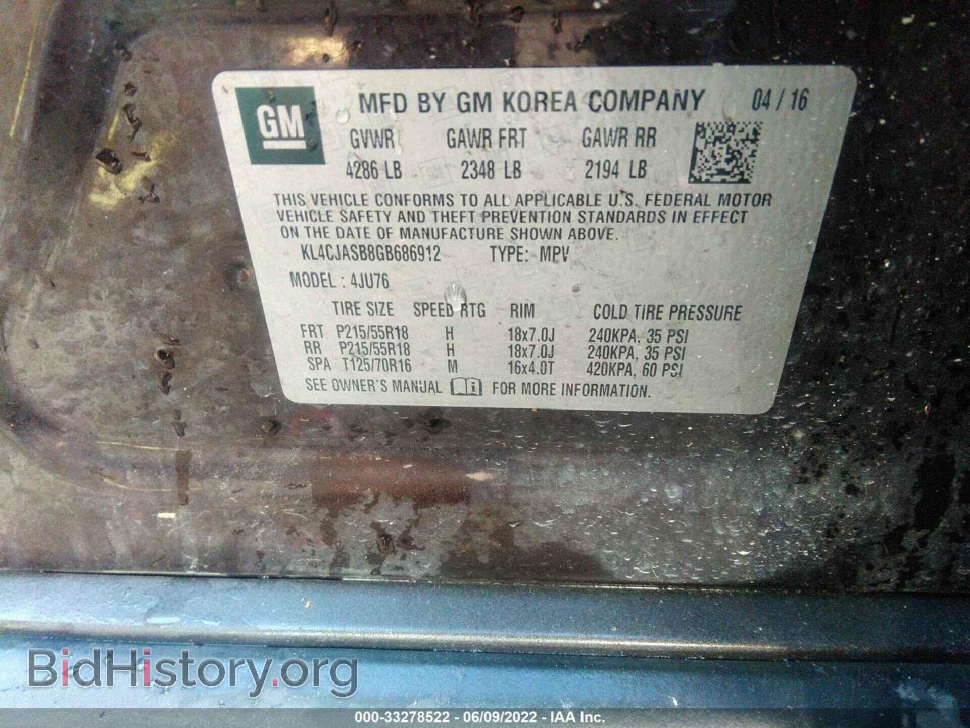 2016 BUICK ENCORE - VIN: KL4CJASB8GB686912 - Photo 9