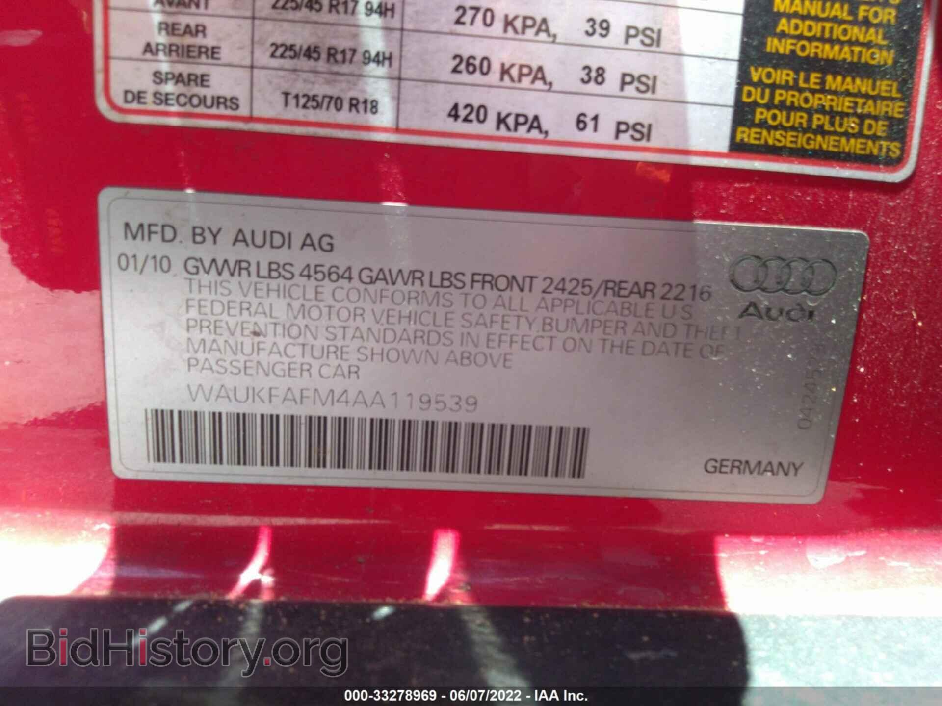 2010 AUDI A3 - VIN: WAUKFAFM4AA119539 - Фото 9