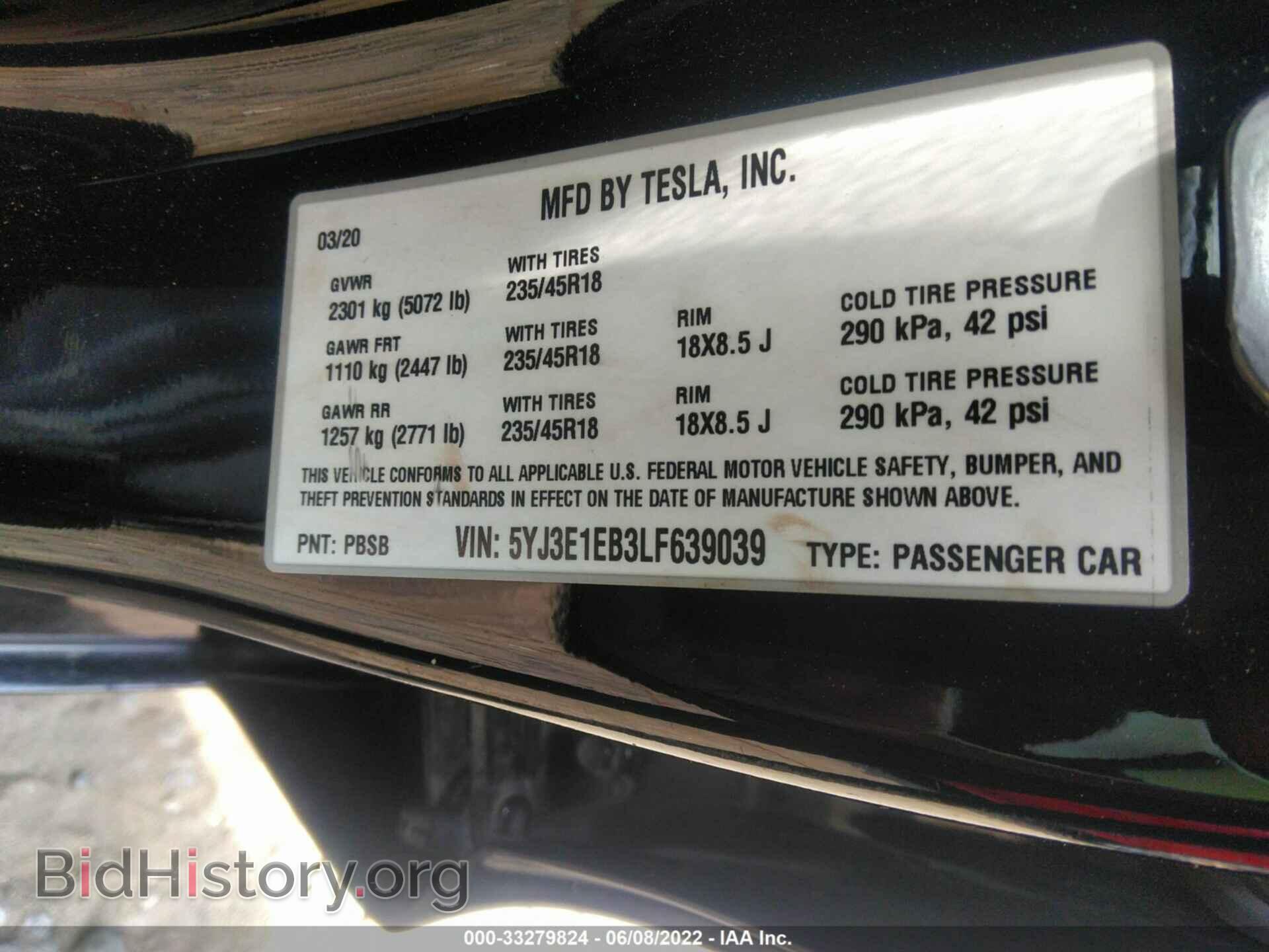 2020 TESLA MODEL 3 - VIN: 5YJ3E1EB3LF639039 - Фото 9
