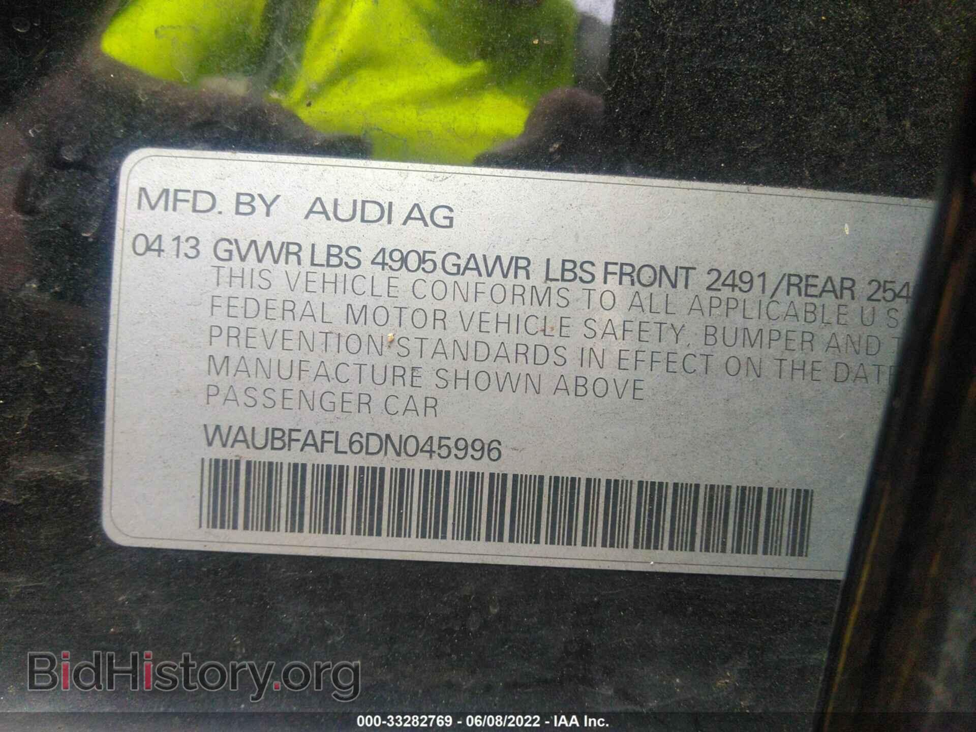 2013 AUDI A4 - VIN: WAUBFAFL6DN045996 - Фото 9