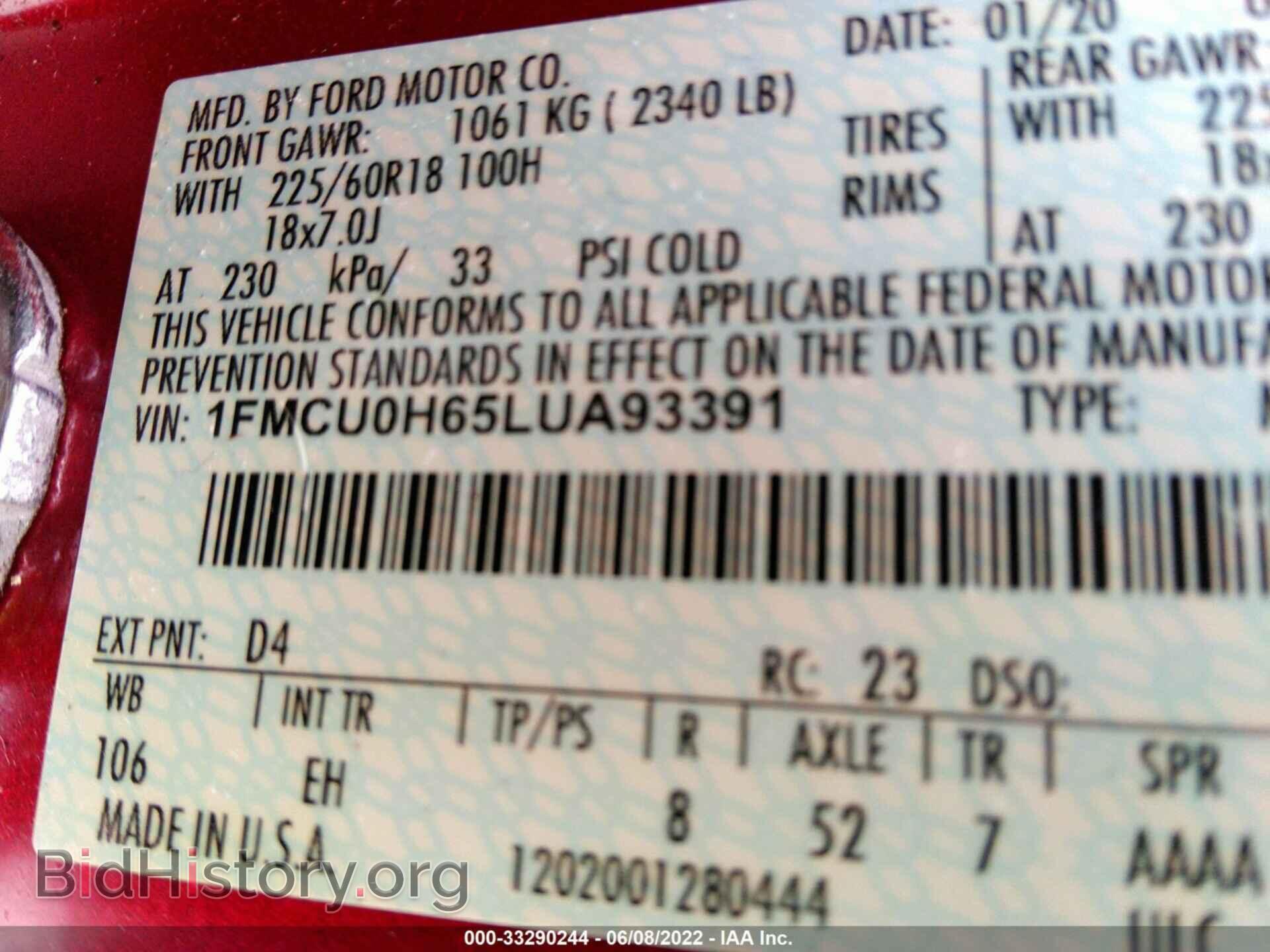2020 FORD ESCAPE - VIN: 1FMCU0H65LUA93391 - Фото 9