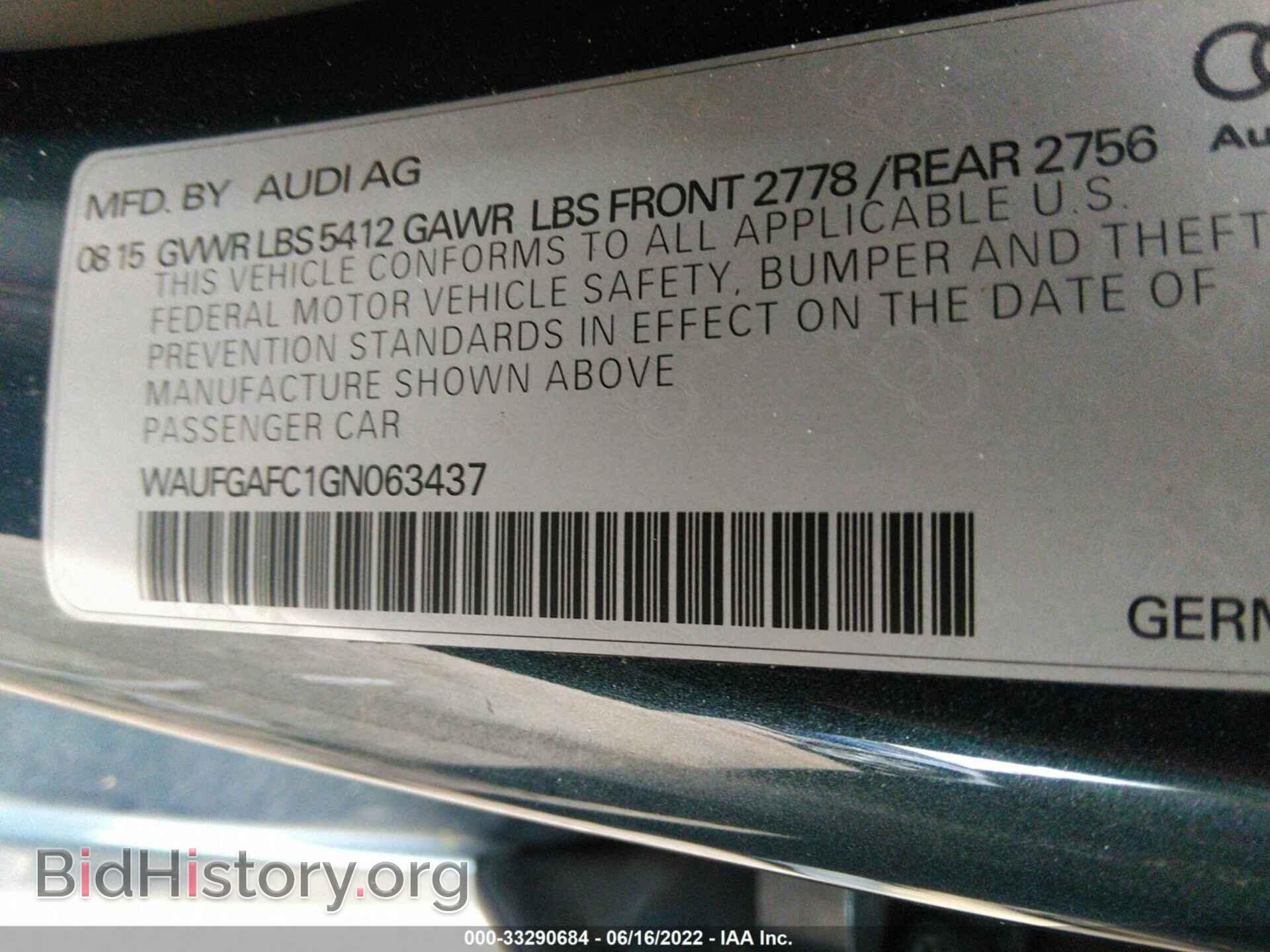 2016 AUDI A6 - VIN: WAUFGAFC1GN063437 - Фото 9