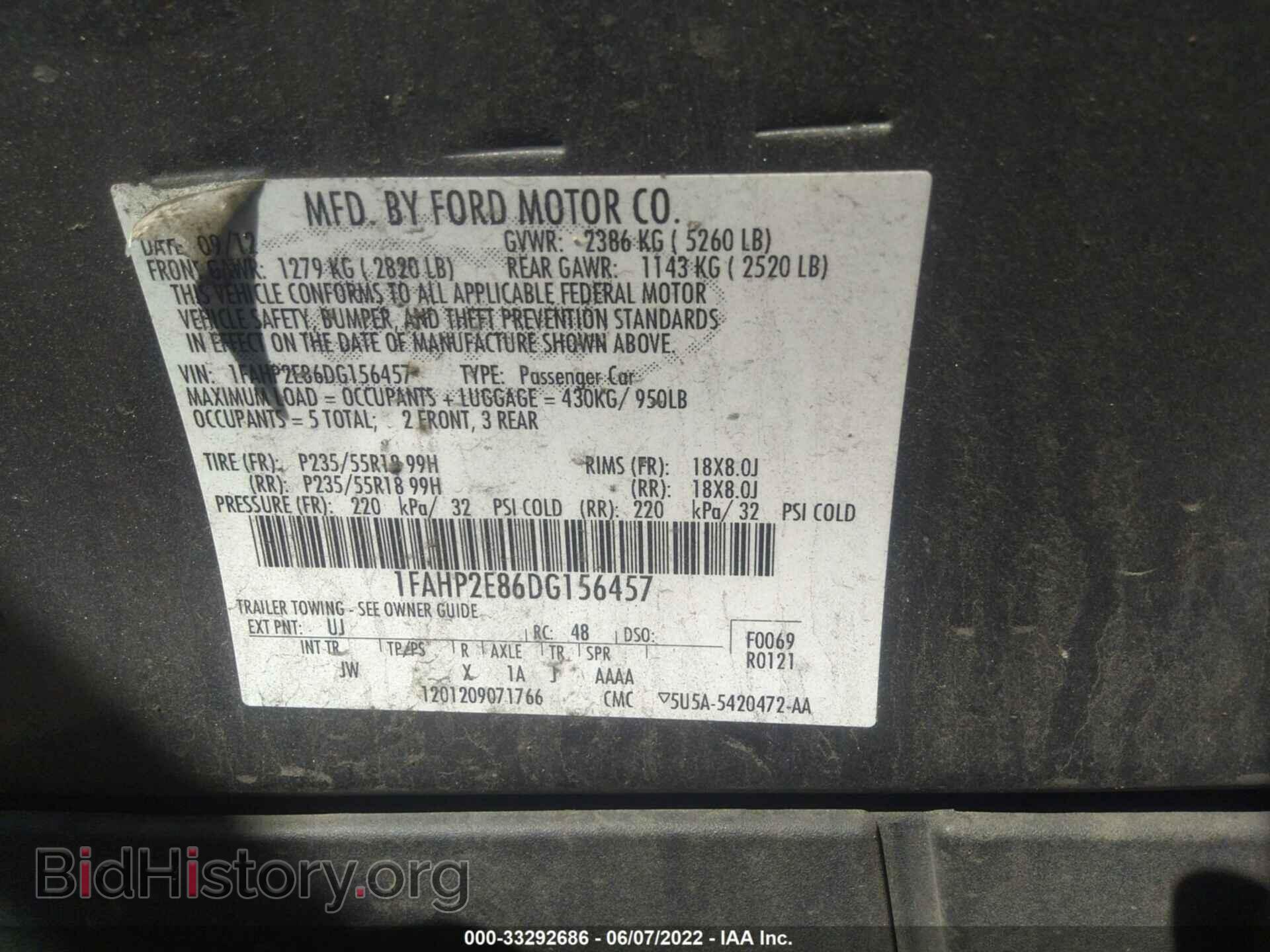 2013 FORD TAURUS - VIN: 1FAHP2E86DG156457 - Photo 9