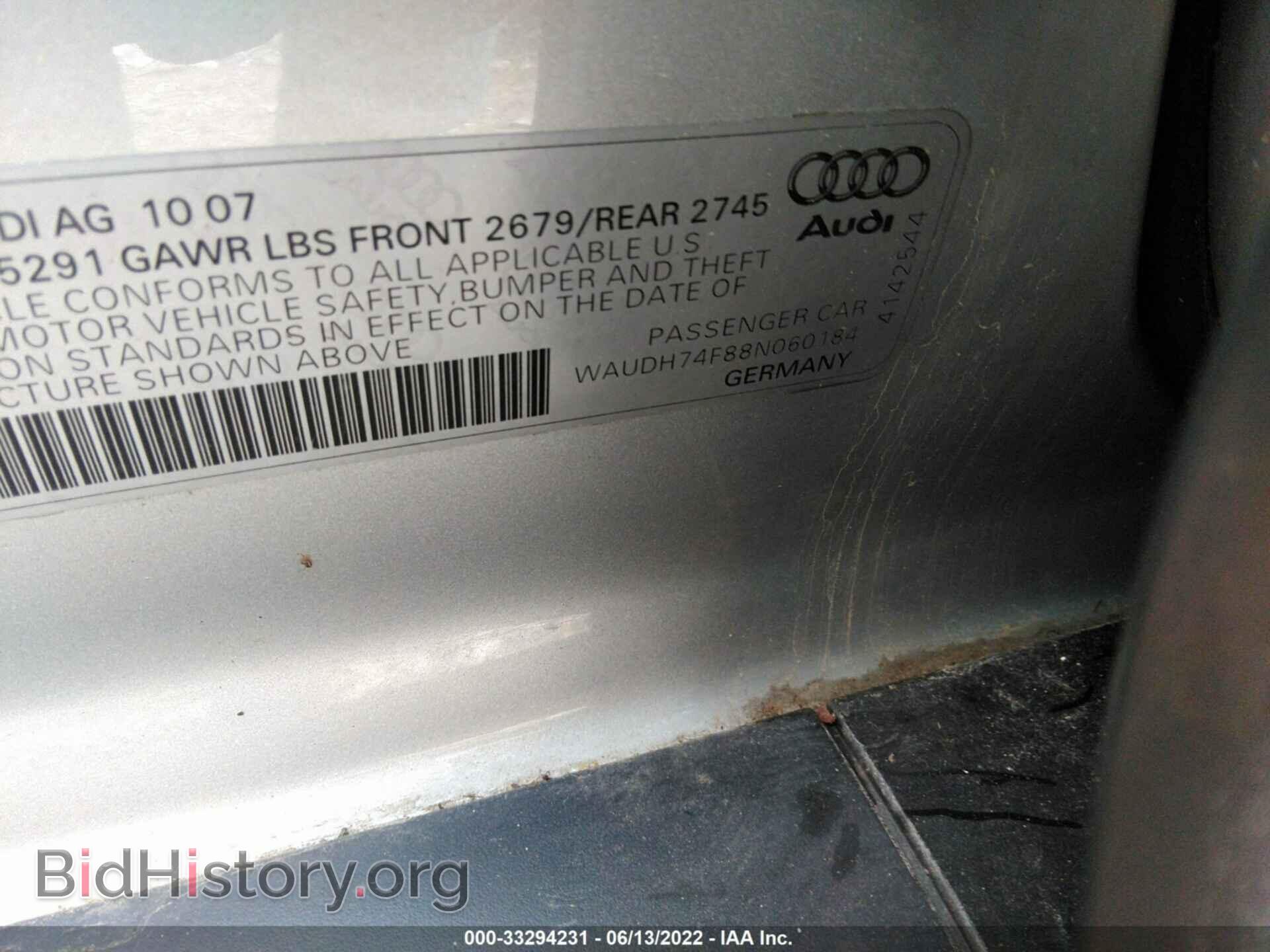 2008 AUDI A6 - VIN: WAUDH74F88N060184 - Фото 9