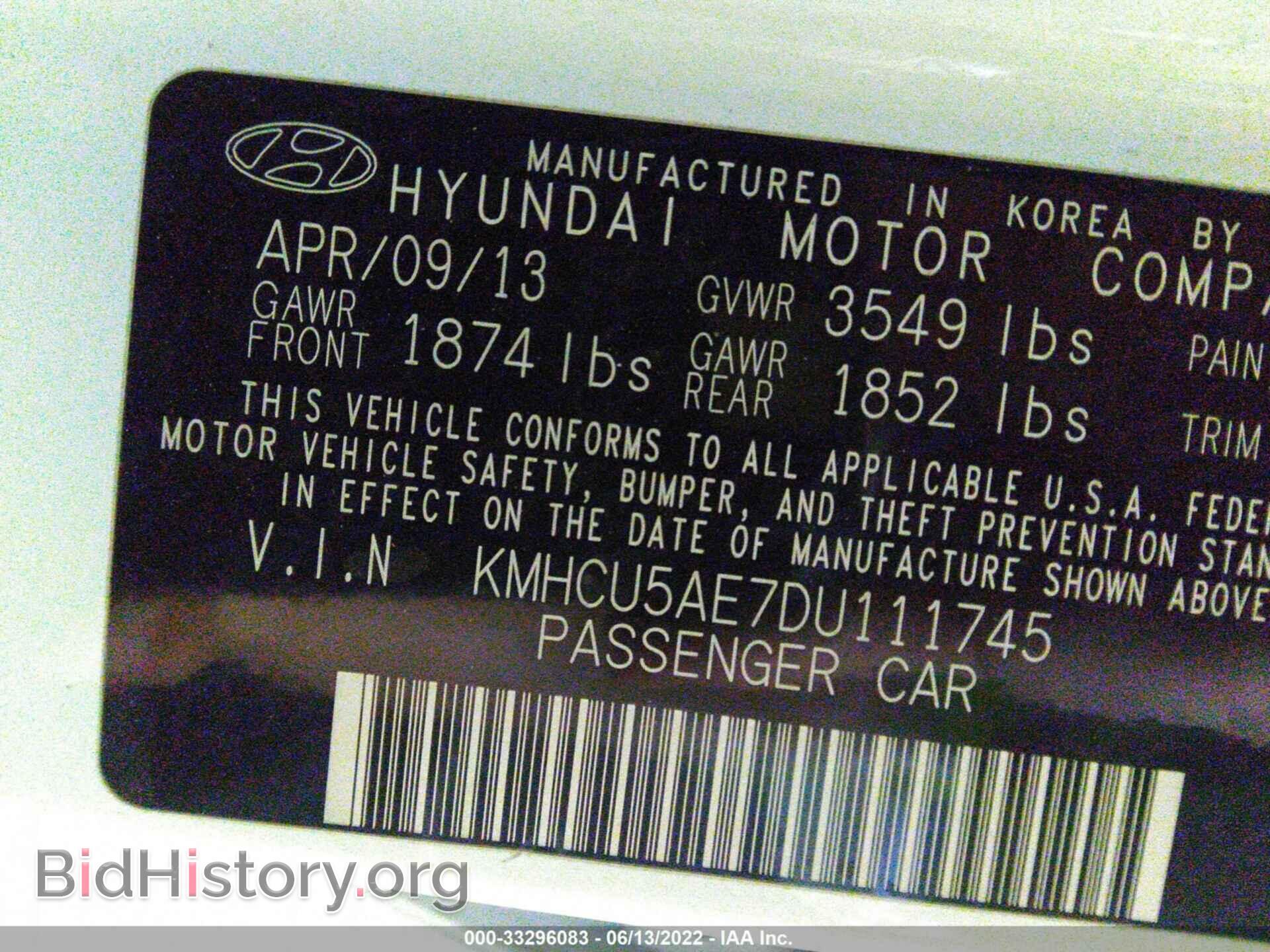 2013 HYUNDAI ACCENT - VIN: KMHCU5AE7DU111745 - Фото 9