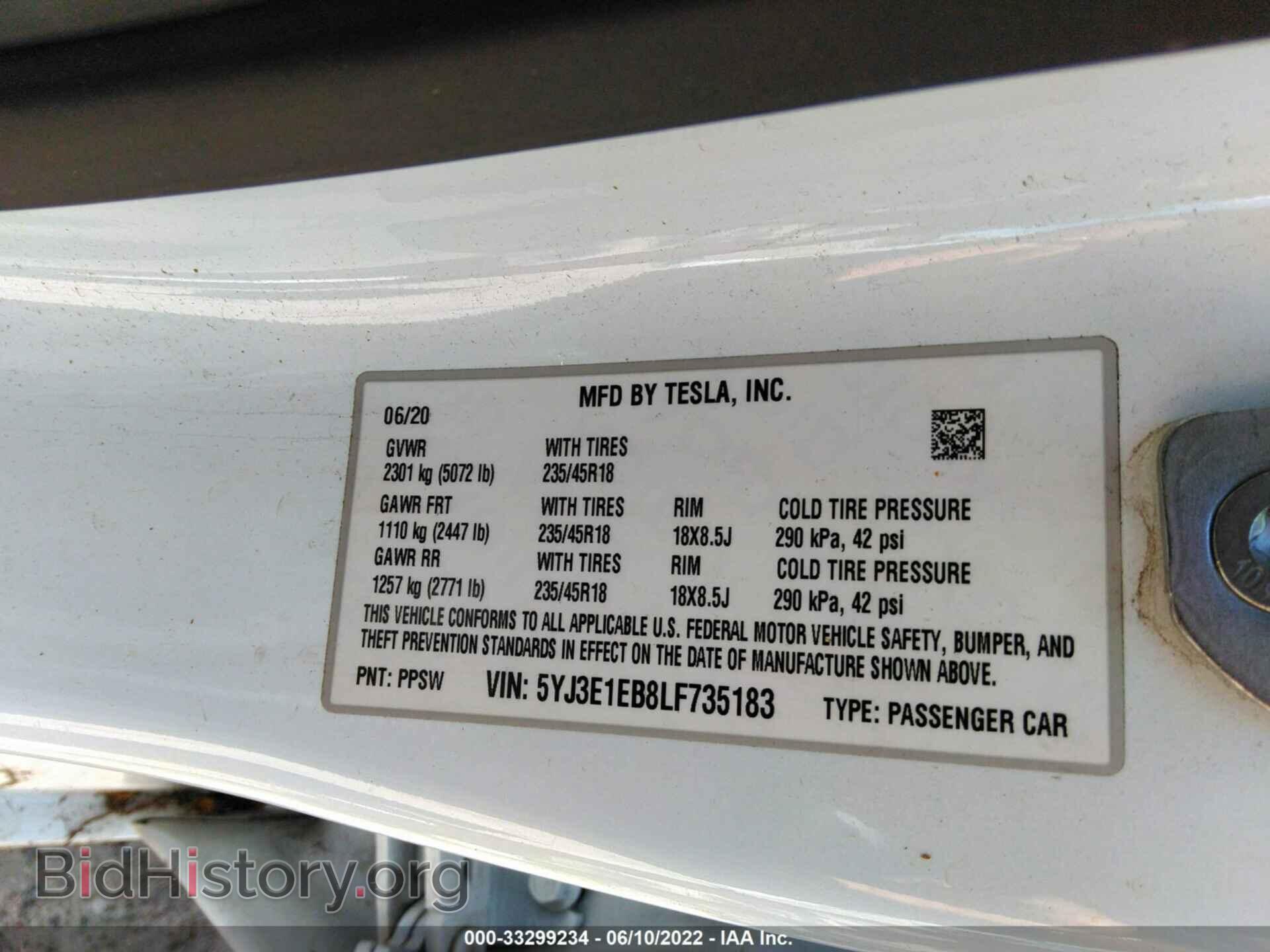 2020 TESLA MODEL 3 - VIN: 5YJ3E1EB8LF735183 - Фото 9