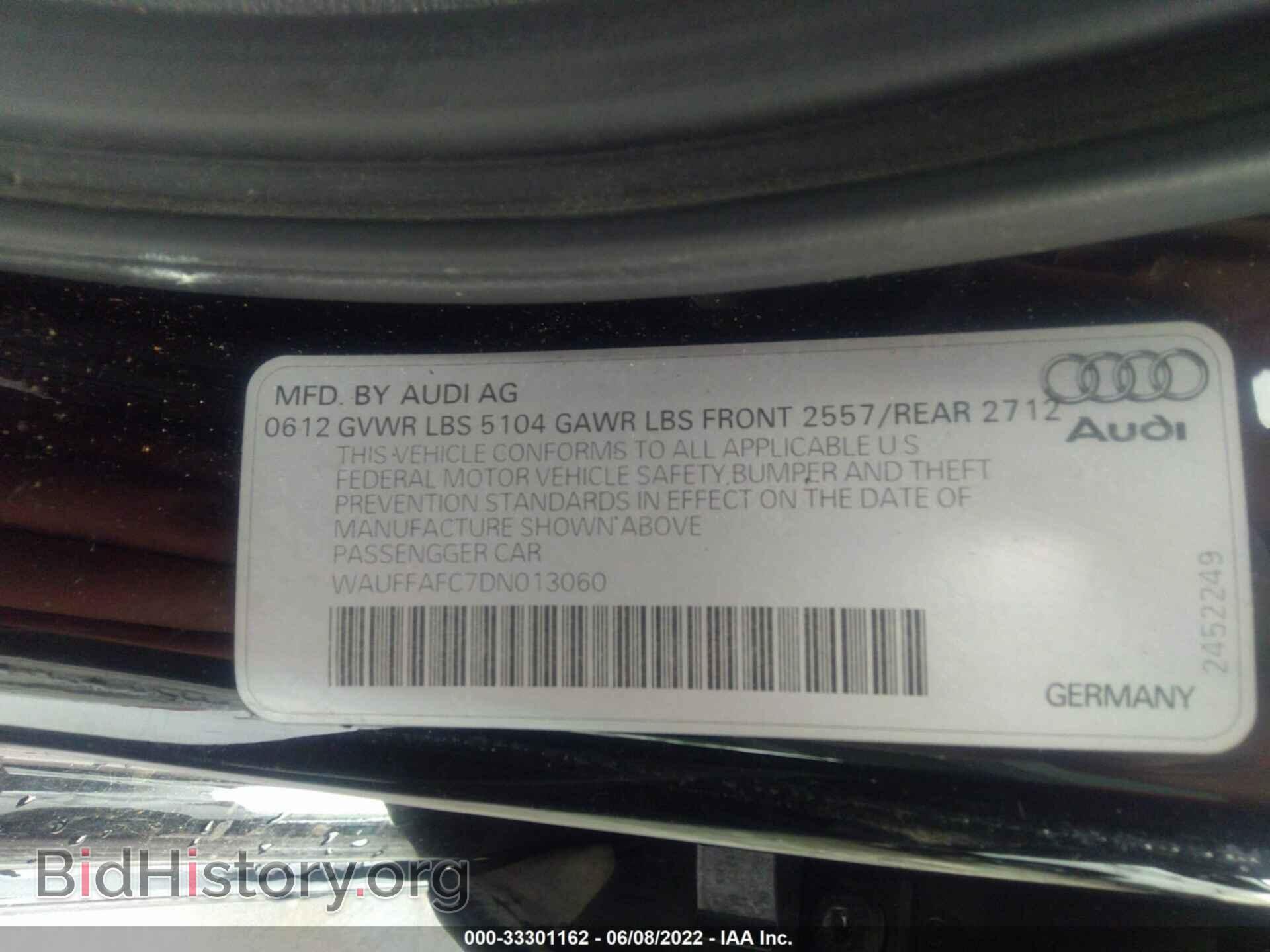 2013 AUDI A6 - VIN: WAUFFAFC7DN013060 - Фото 9