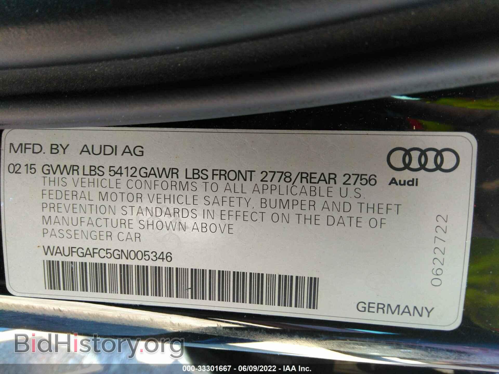 2016 AUDI A6 - VIN: WAUFGAFC5GN005346 - Фото 9