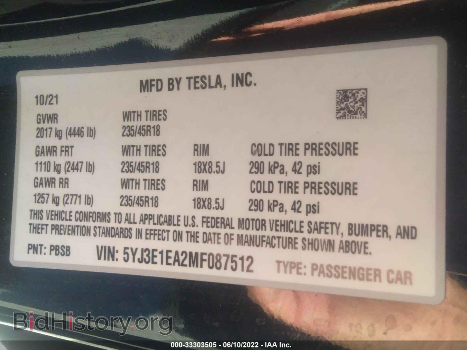 2021 TESLA MODEL 3 - VIN: 5YJ3E1EA2MF087512 - Photo 9